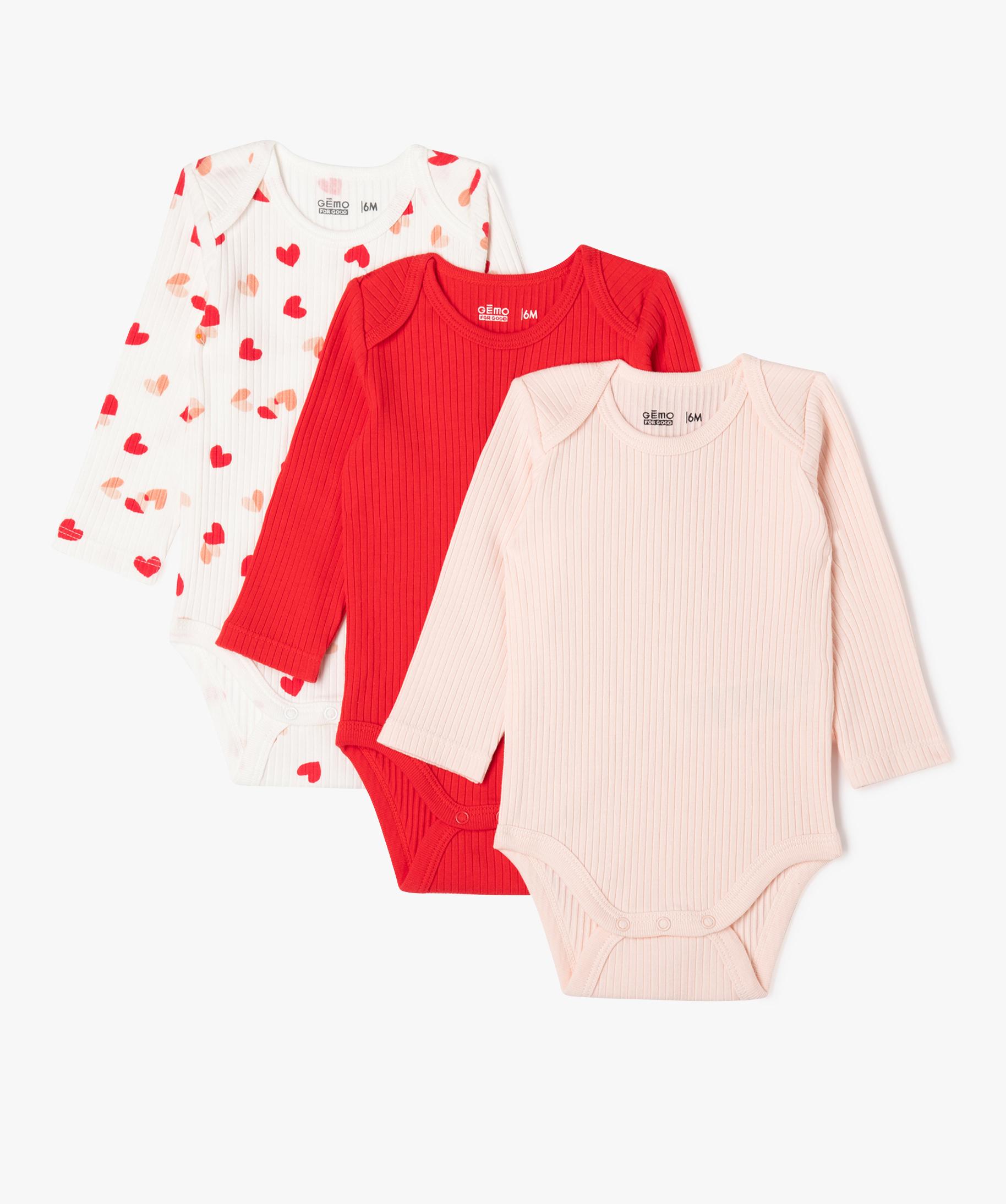 Lot De 3 Bodies Bébé Manches Longues En Coton - Care Body Mixte Confortable Et Doux