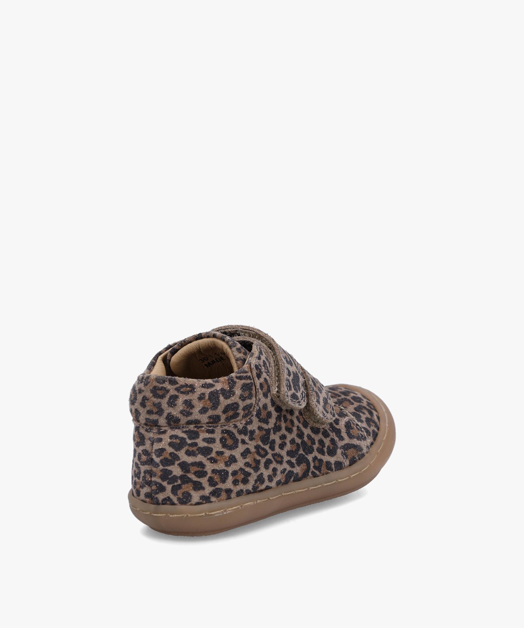 Chaussures premiers pas bebe fille dessus cuir leopard NA