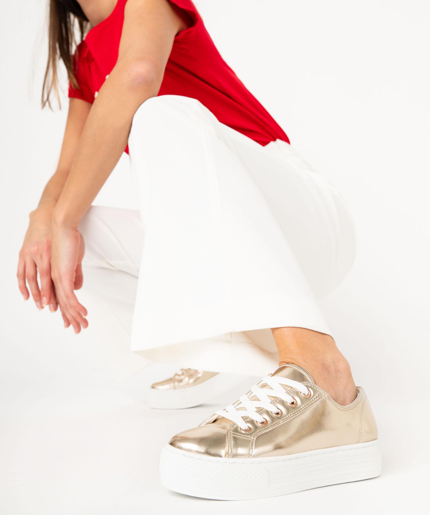 Baskets femme dessus uni m tallis semelle compens e or GEMO