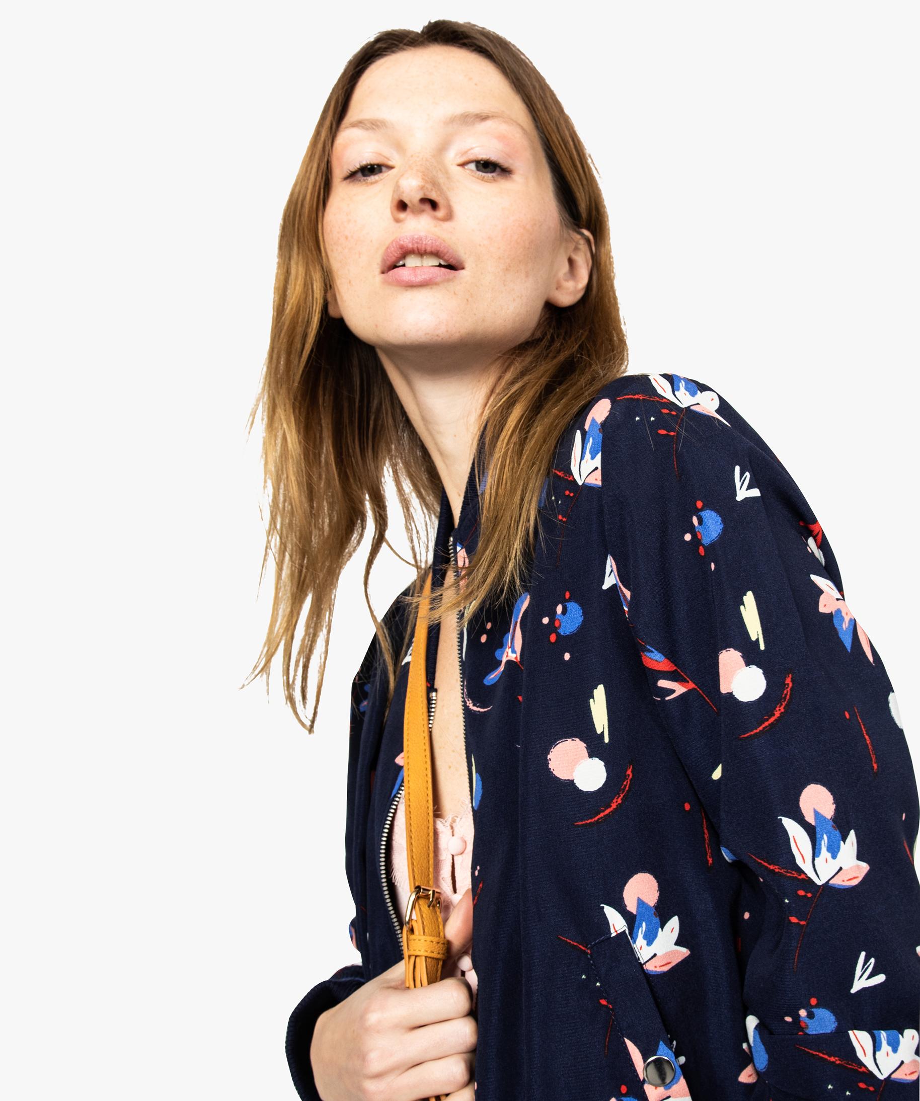 Blouson femme facon bombers a motifs fleuris GEMO