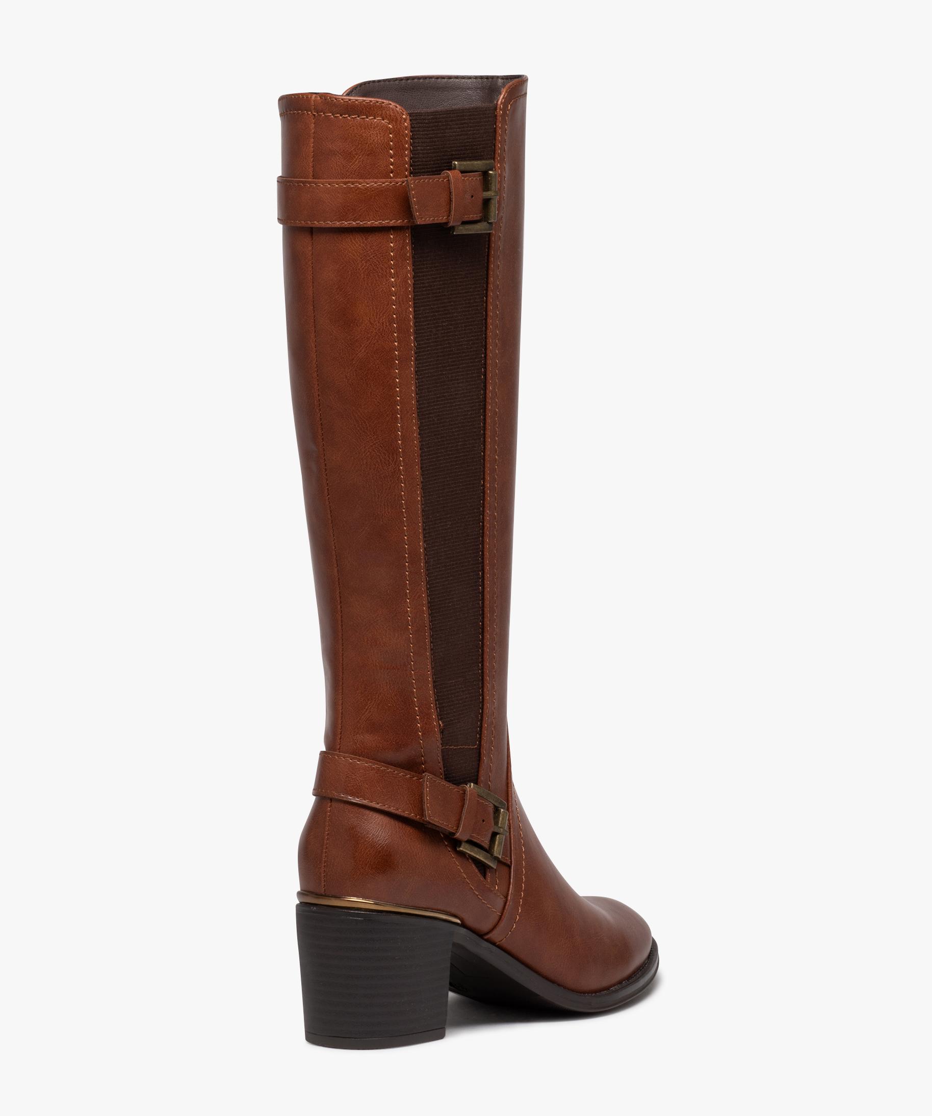 Bottes femme unies talon carr avec liser m tallis camel GEMO