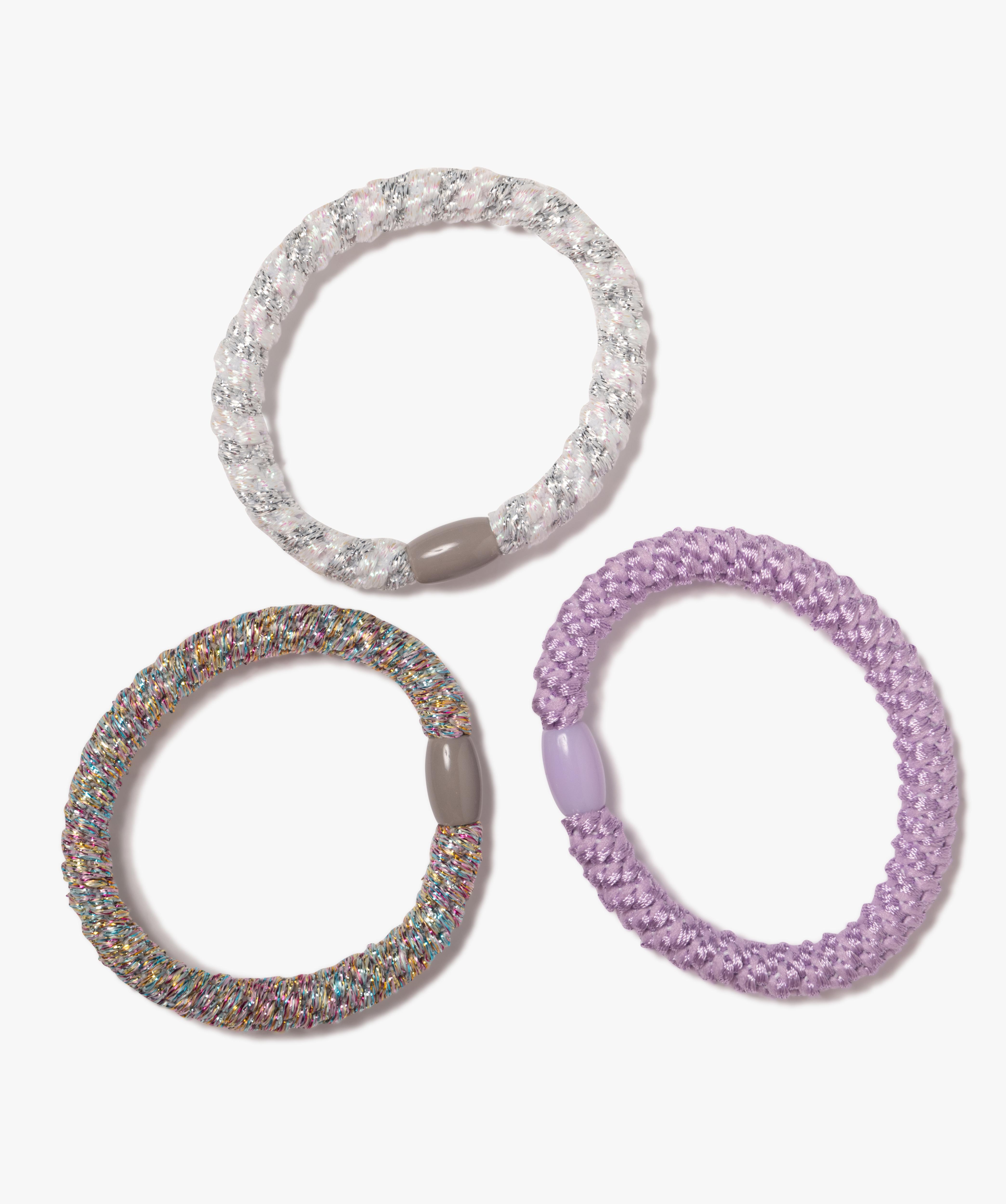 Lot De 4 élastiques à Cheveux En Velours Doux - Couleurs Rose, Violet, Blanc Et Beige, Fait Main En France