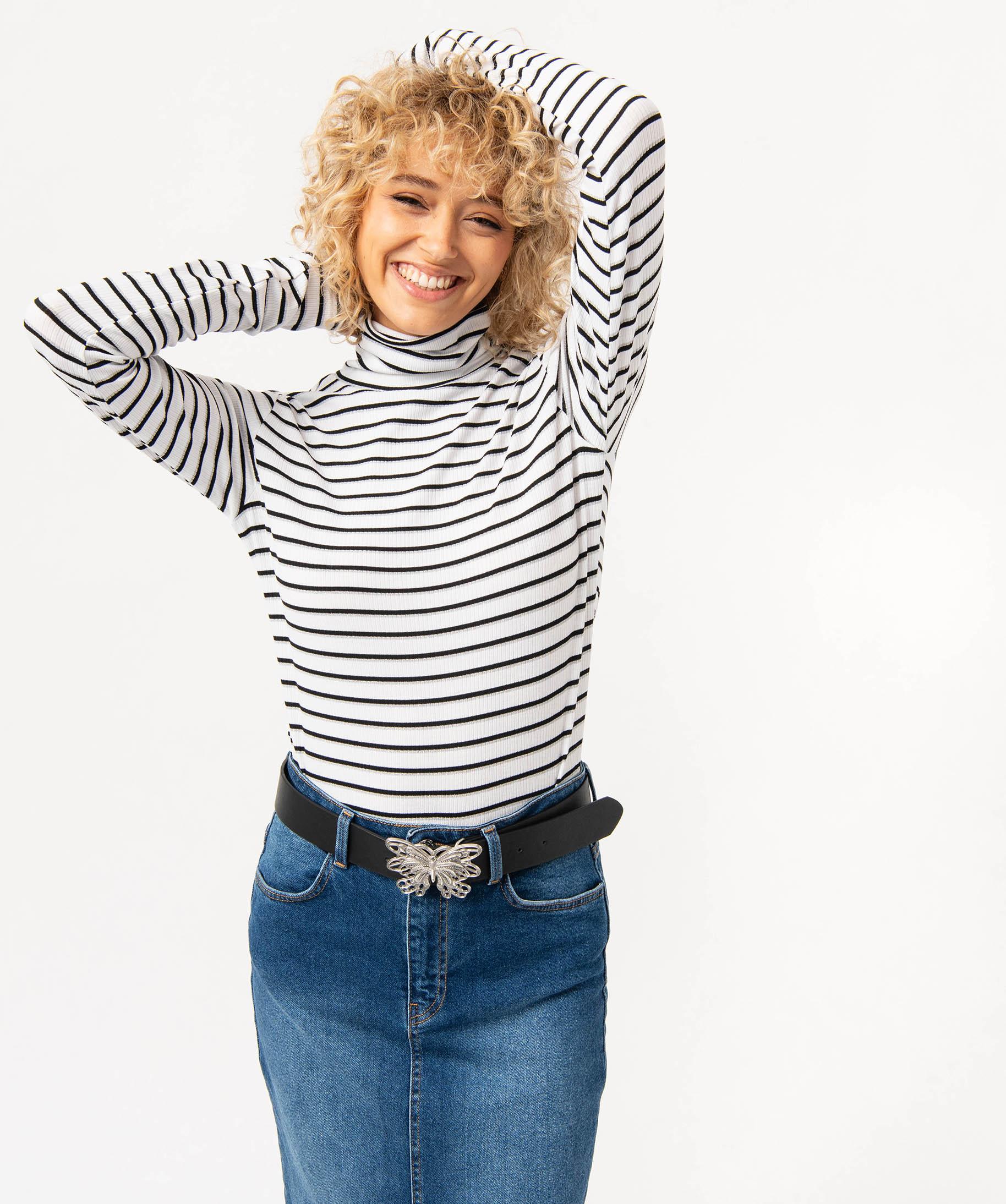 Pull Rayé Femme - Manches Longues, Col Rond, Coupe Ample - Léger Et Confortable Pour Toutes Les Occasions
