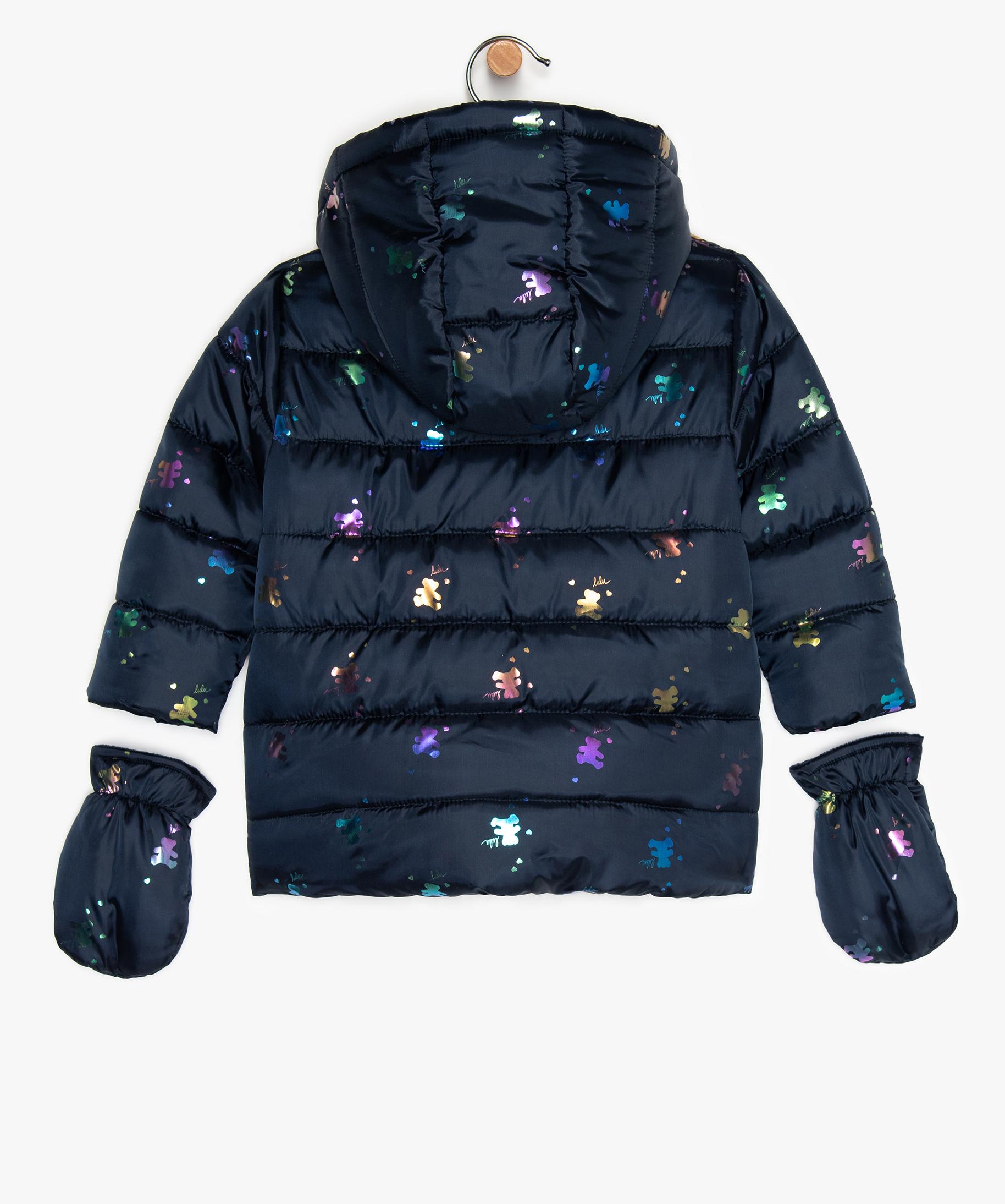 Manteau b b fille doublure chaude gants amovibles GEMO