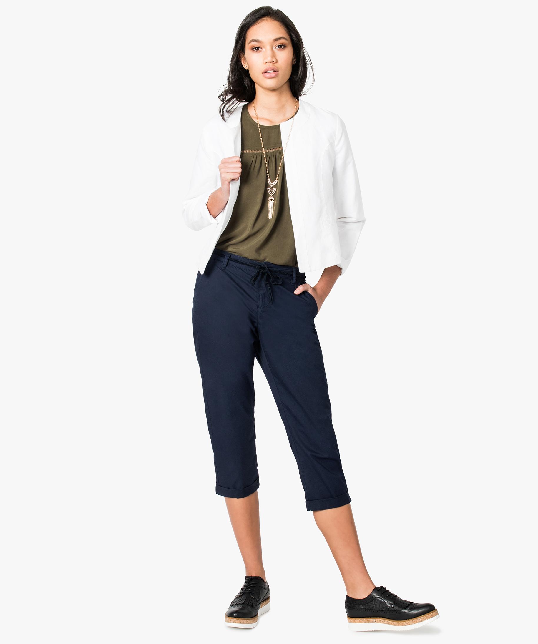 Veste en lin à col rond blanc GEMO