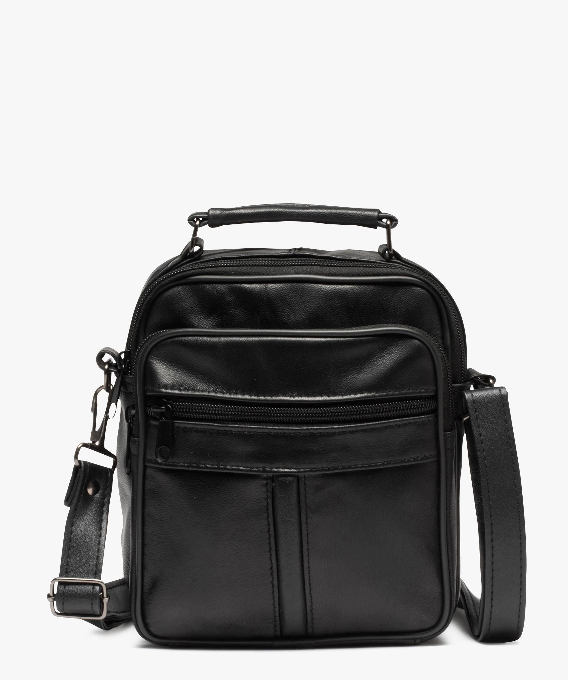 Sacoche en cuir avec bandouliere amovible homme noir GEMO