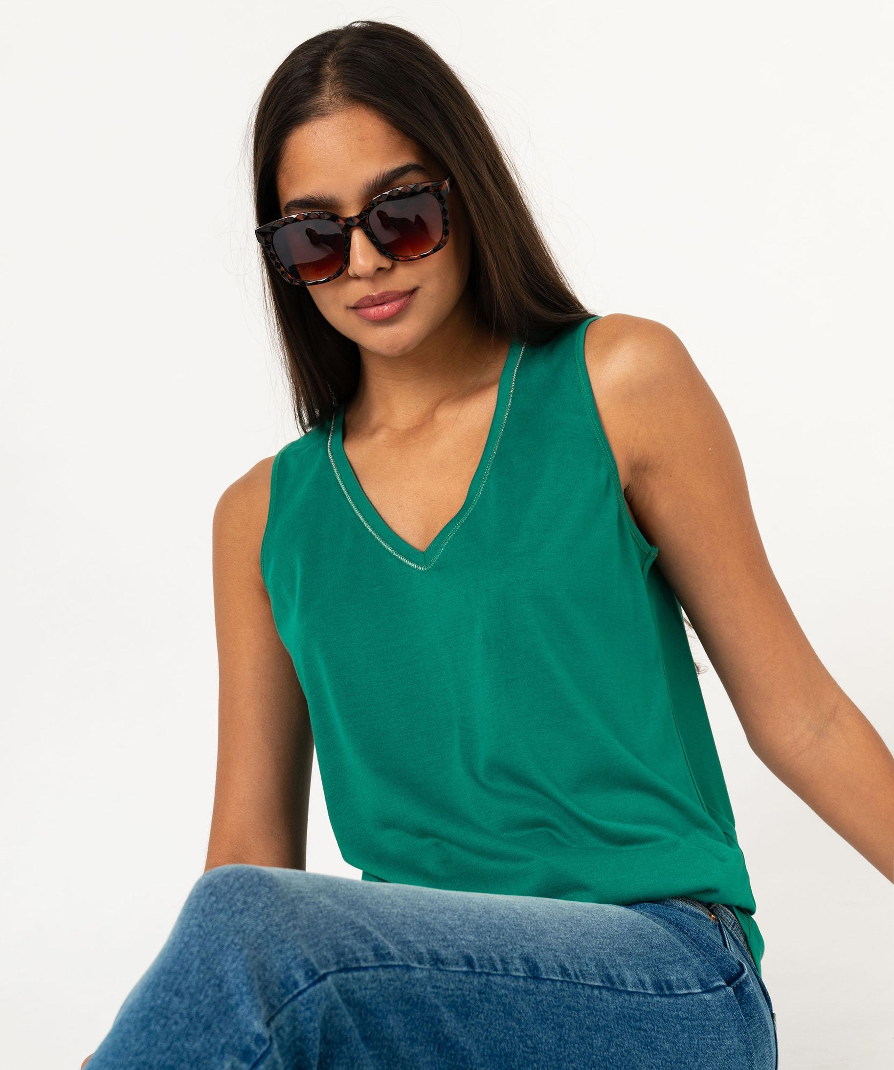 d-bardeur-col-v-brillant-en-maille-fluide-femme-vert-gemo