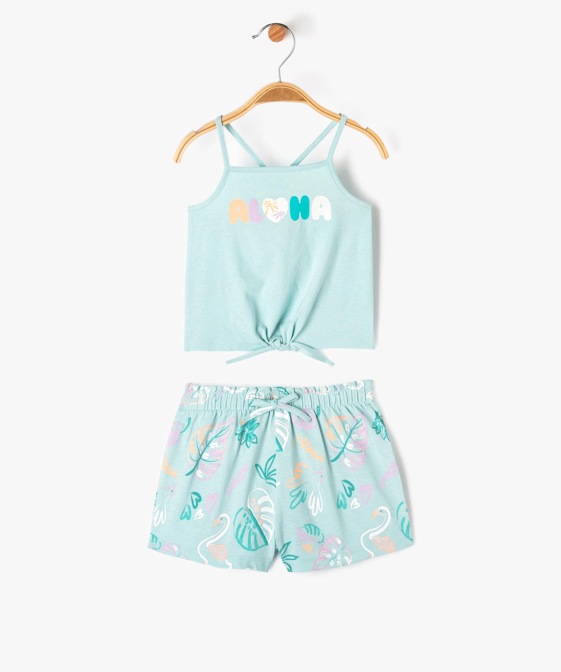 Ensemble 2 pièces short et débardeur imprimés bébé fille jaune Ensemble 2 pièces short et débardeur imprimés bébé fille jaune