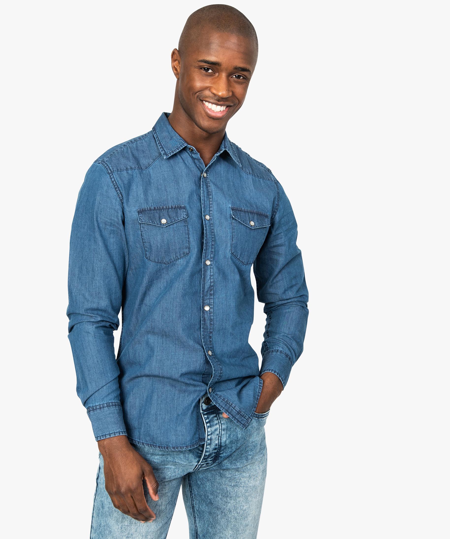 Jeans Gemo Vetement Homme Chemise Homme Bouton Pression Gemo