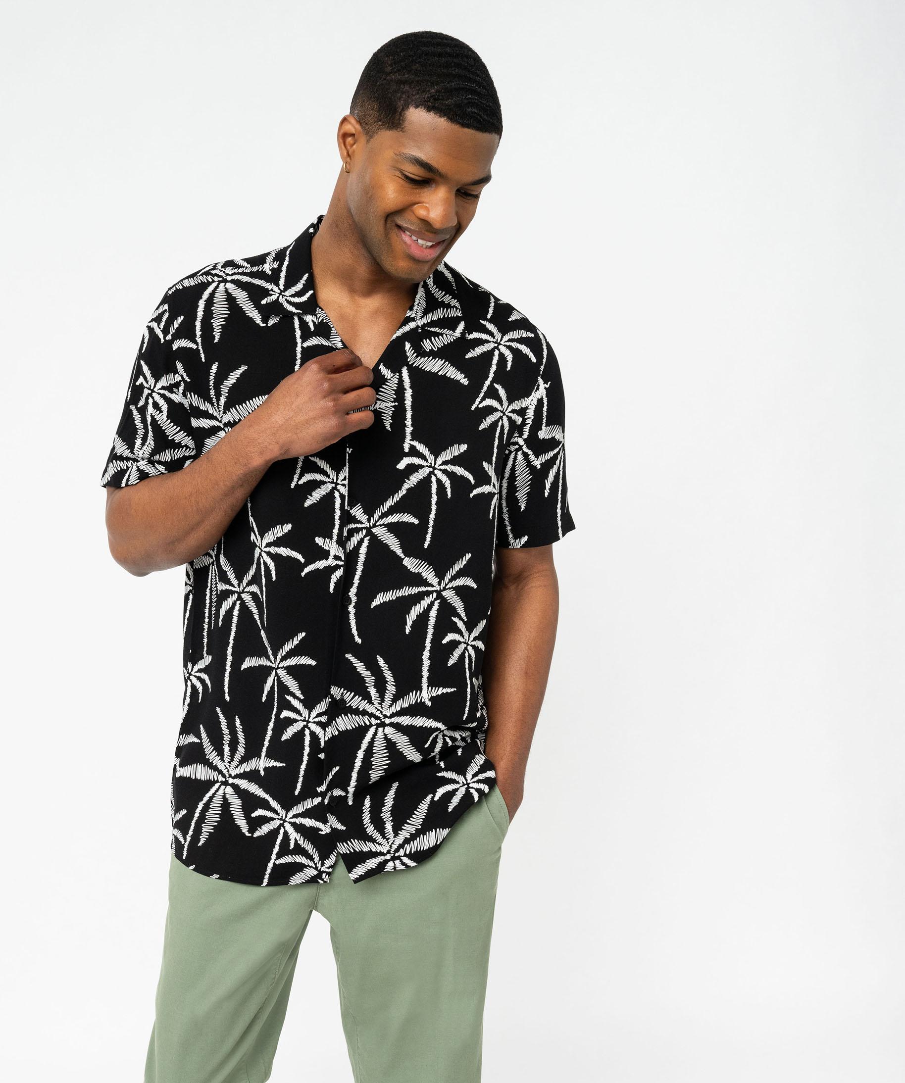 Volcom Everett Oxford Chemise à manches courtes pour homme Noir Taille L, Noir