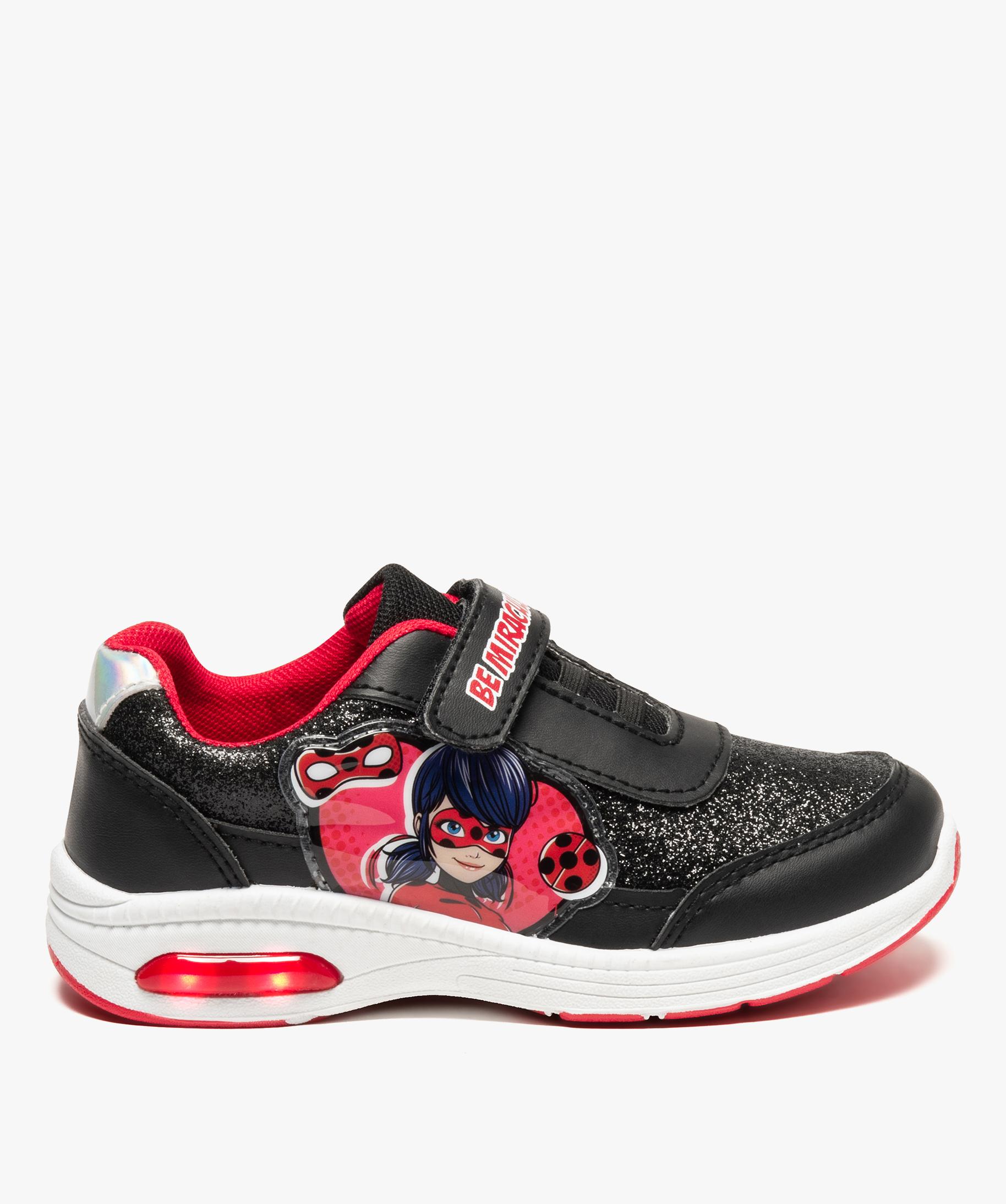Baskets fille pailletees a talon lumineux Miraculous noir GEMO