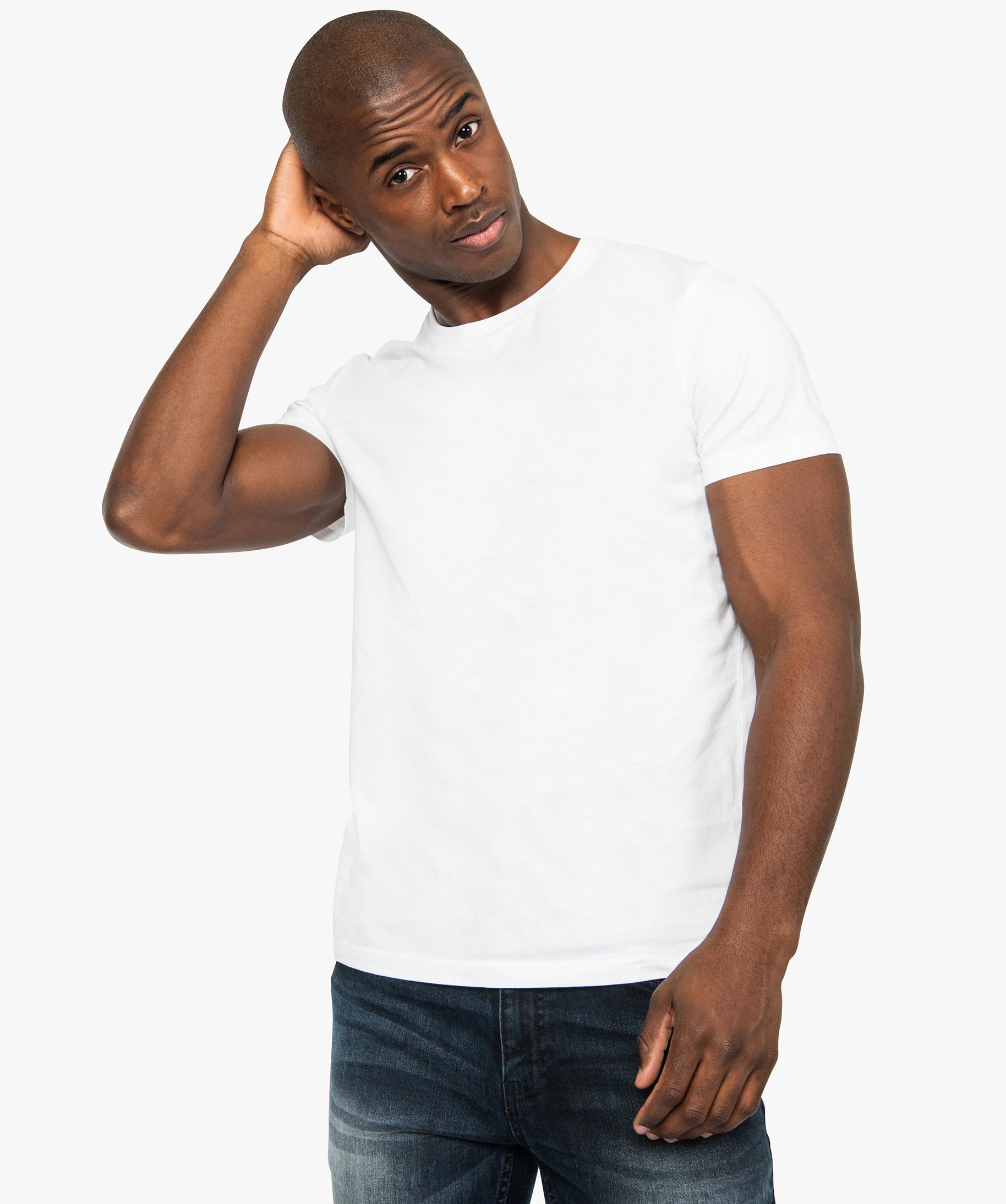 Tee shirt homme slim fit uni en coton biologique blanc GEMO