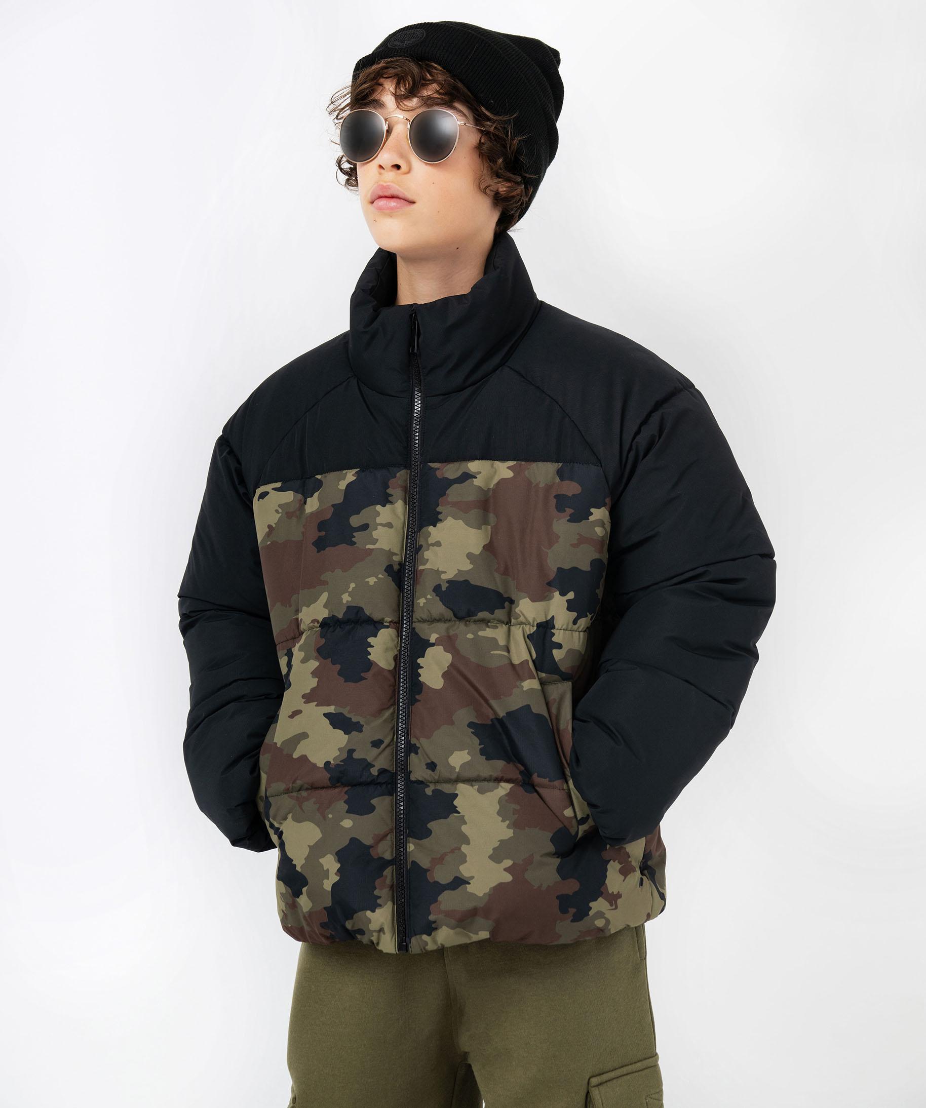 Blouson matelass motif camouflage gar on multicolore GEMO