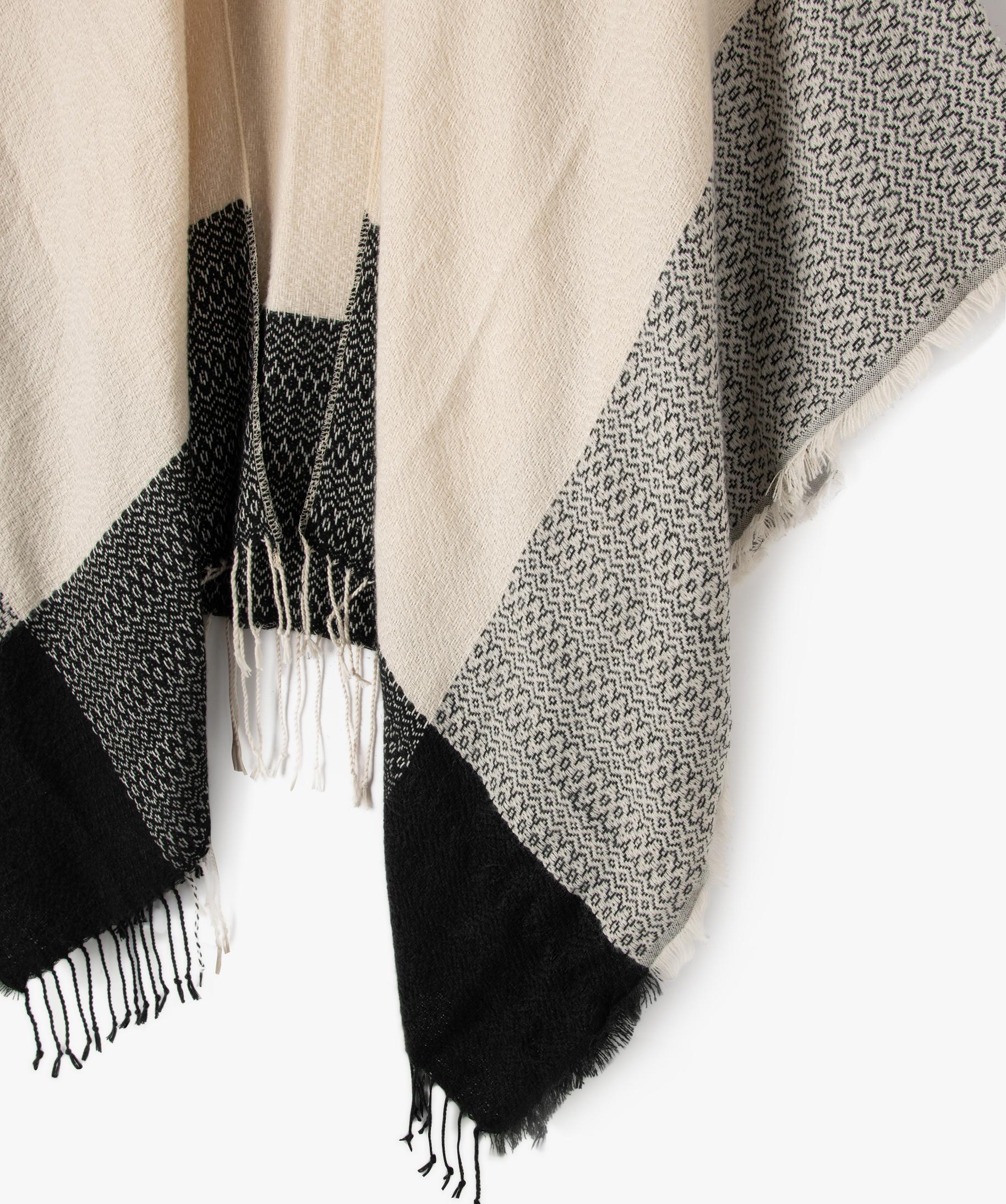 Poncho en maille douce finition frangee femme blanc GEMO