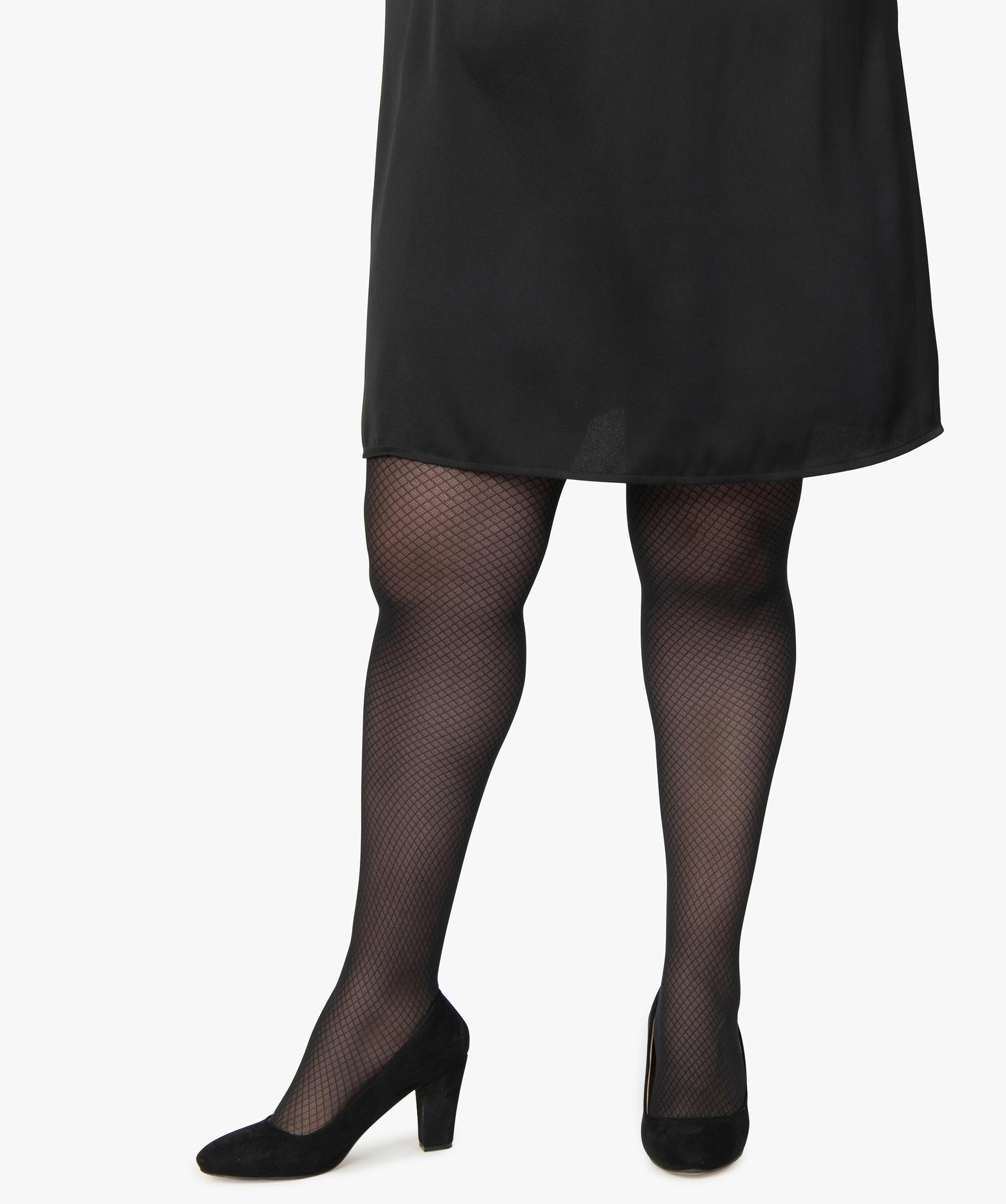 Collants femme grande taille à motifs noir GEMO