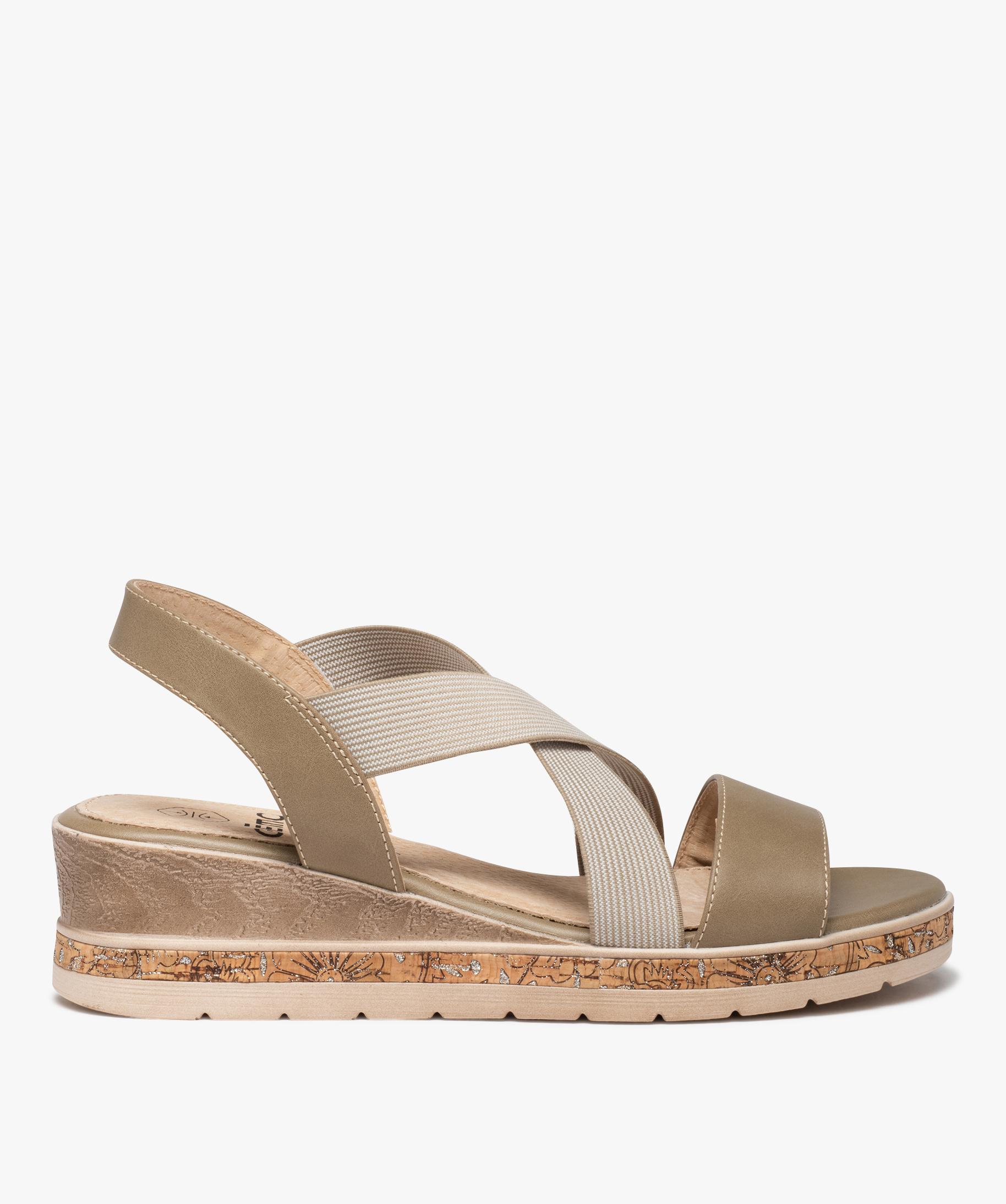 Sandales GEMO Marron à Talon Compensé - Taille 37 - Talon 9.5 Cm