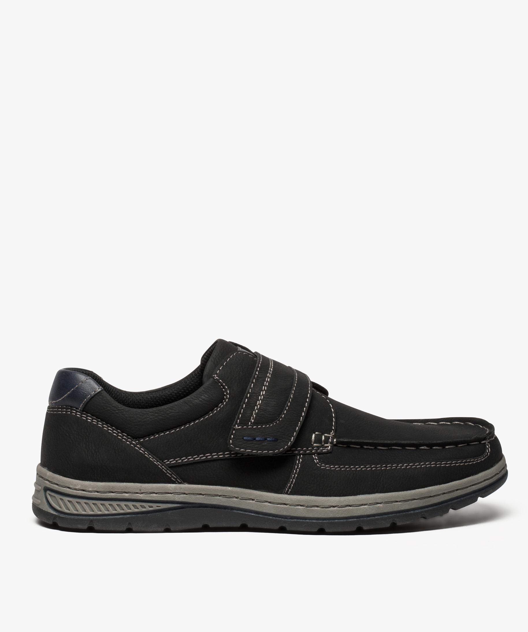 Chaussures bateau homme confort fermeture scratch noir GEMO
