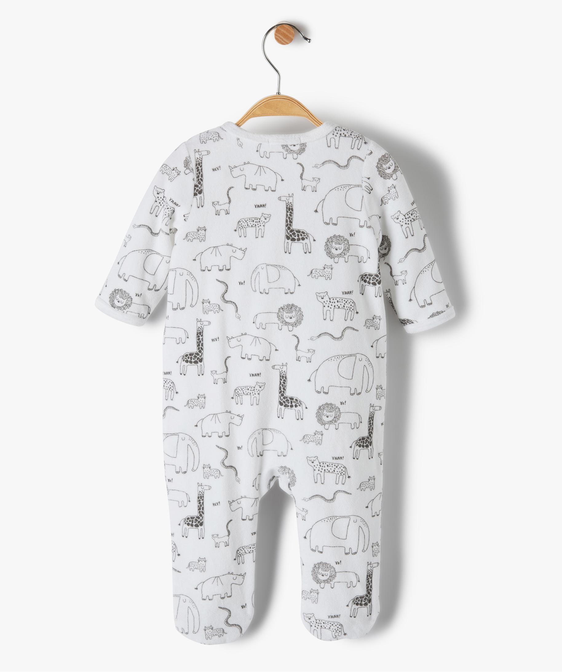 Pyjama Bebe Garcon En Velours Avec Motifs Animaux Et Insc Gemo