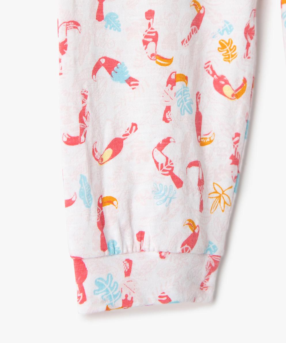 Pyjama Bebe Fille Deux Pieces A Motifs Oiseaux Exotiques Gemo