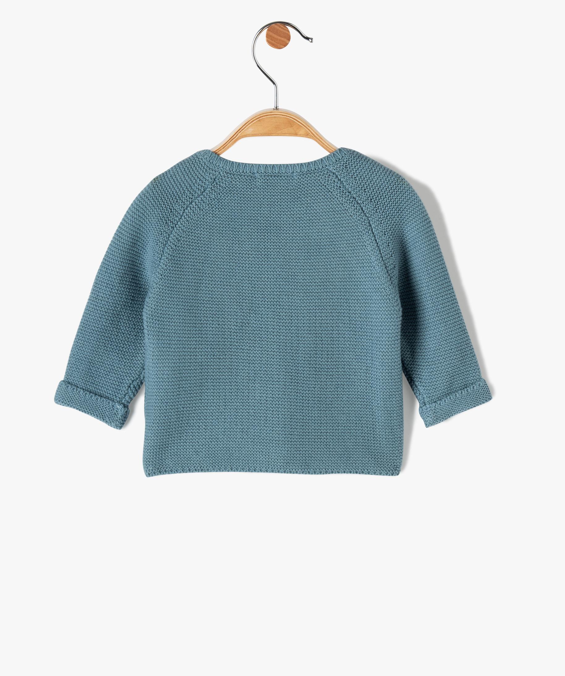 Gilet brassiere bebe en maille fantaisie coloris uni bleu GEMO