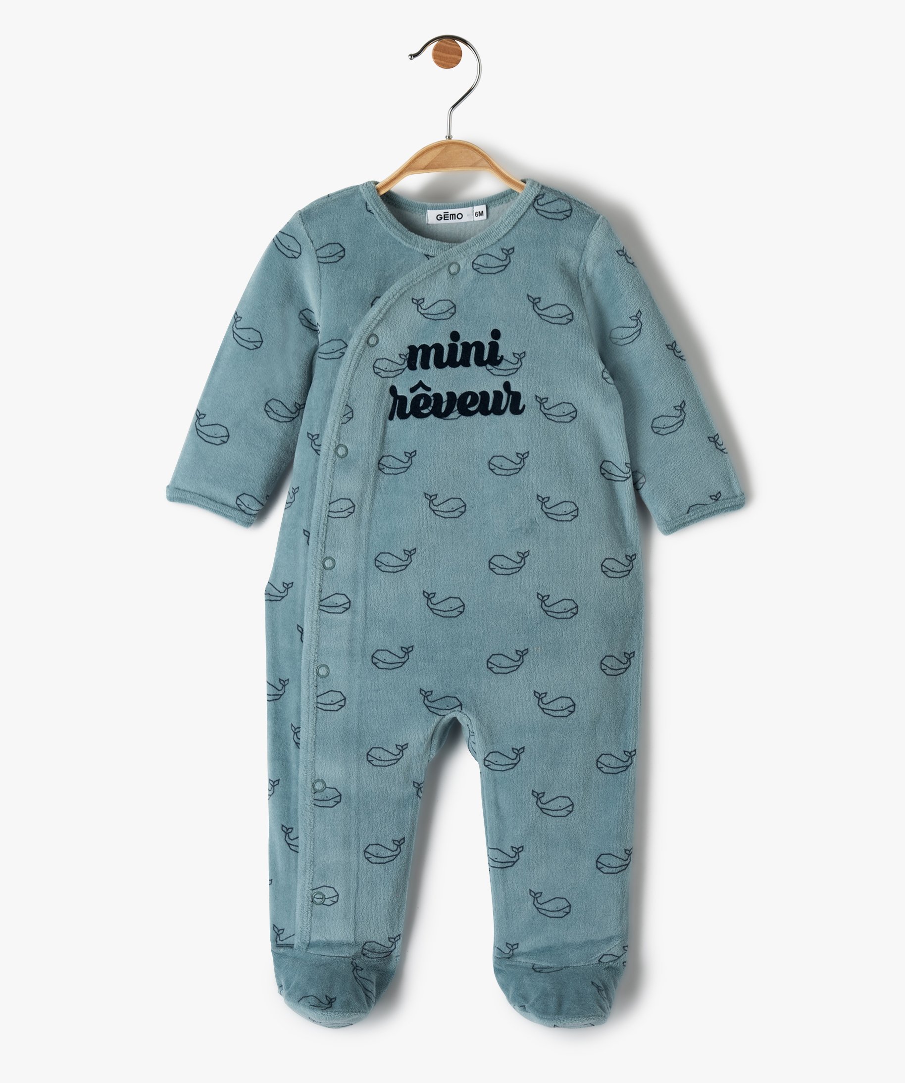 Gemo Vêtements Sous-vêtements vêtements de nuit Pyjamas Pyjama dors bien bébé garçon en velours ouverture devant 