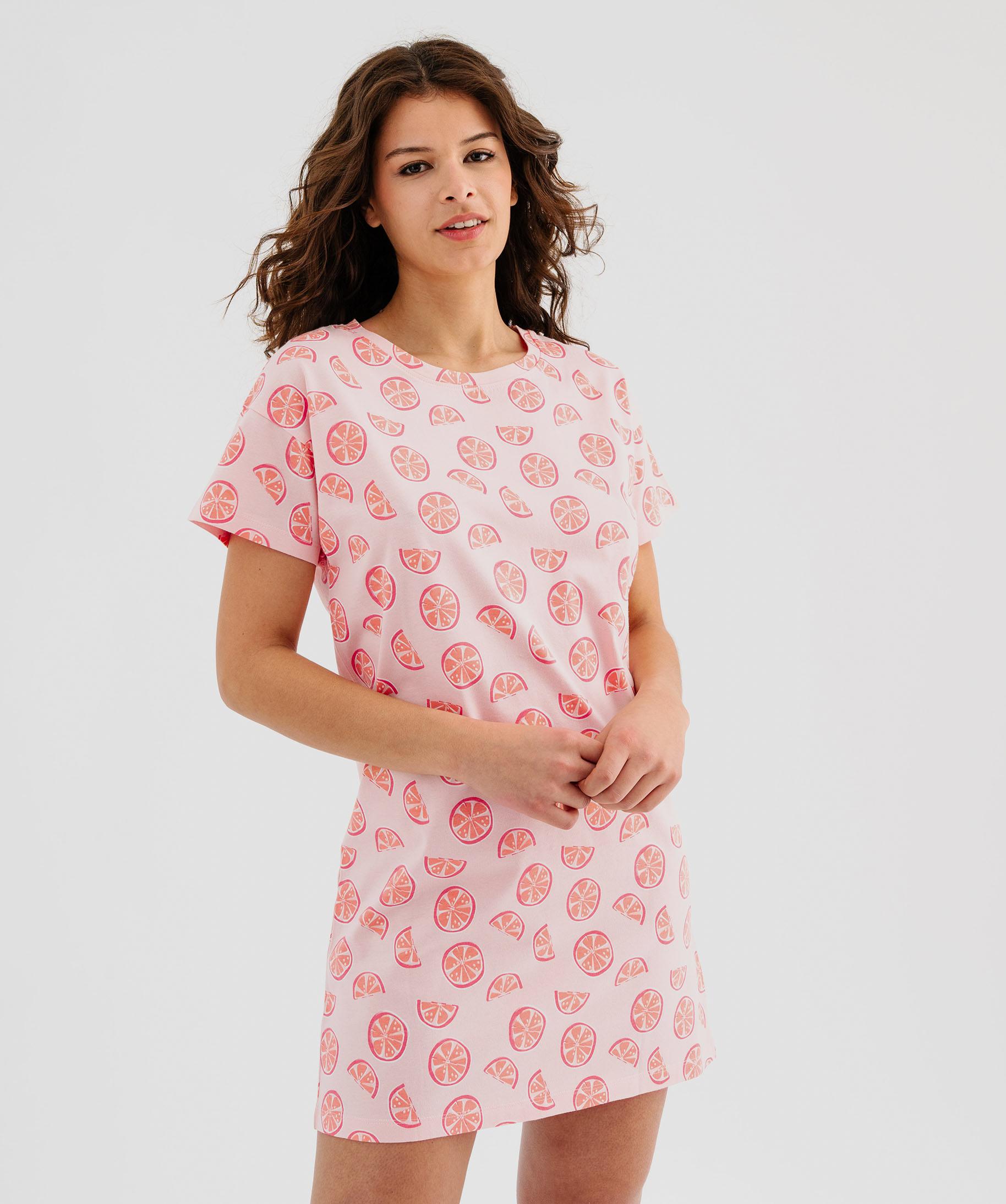 E.Femme® ANA 1161 Chemise De Nuit à Manches Courtes Femme 100% Coton - Grande Tailles Disponibles