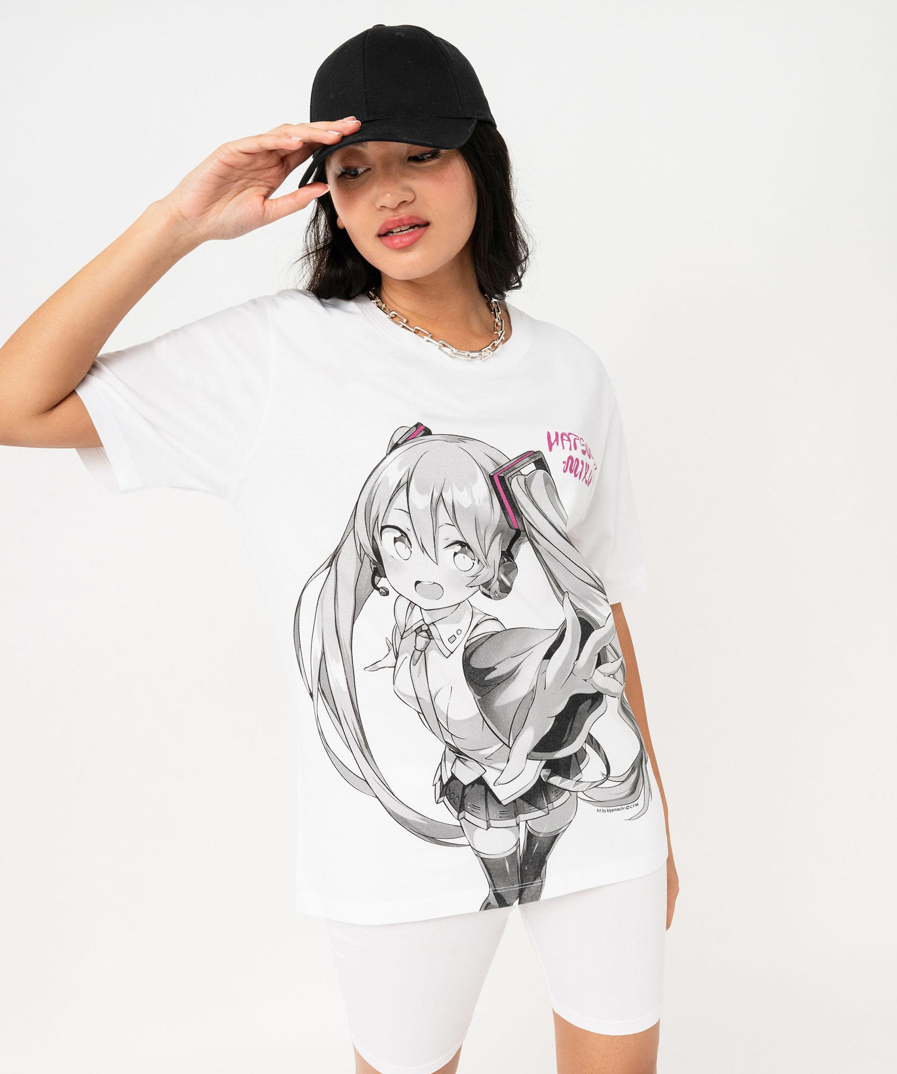 Tee-shirt manches courtes oversize avec motif manga femme - Hatsune Miku