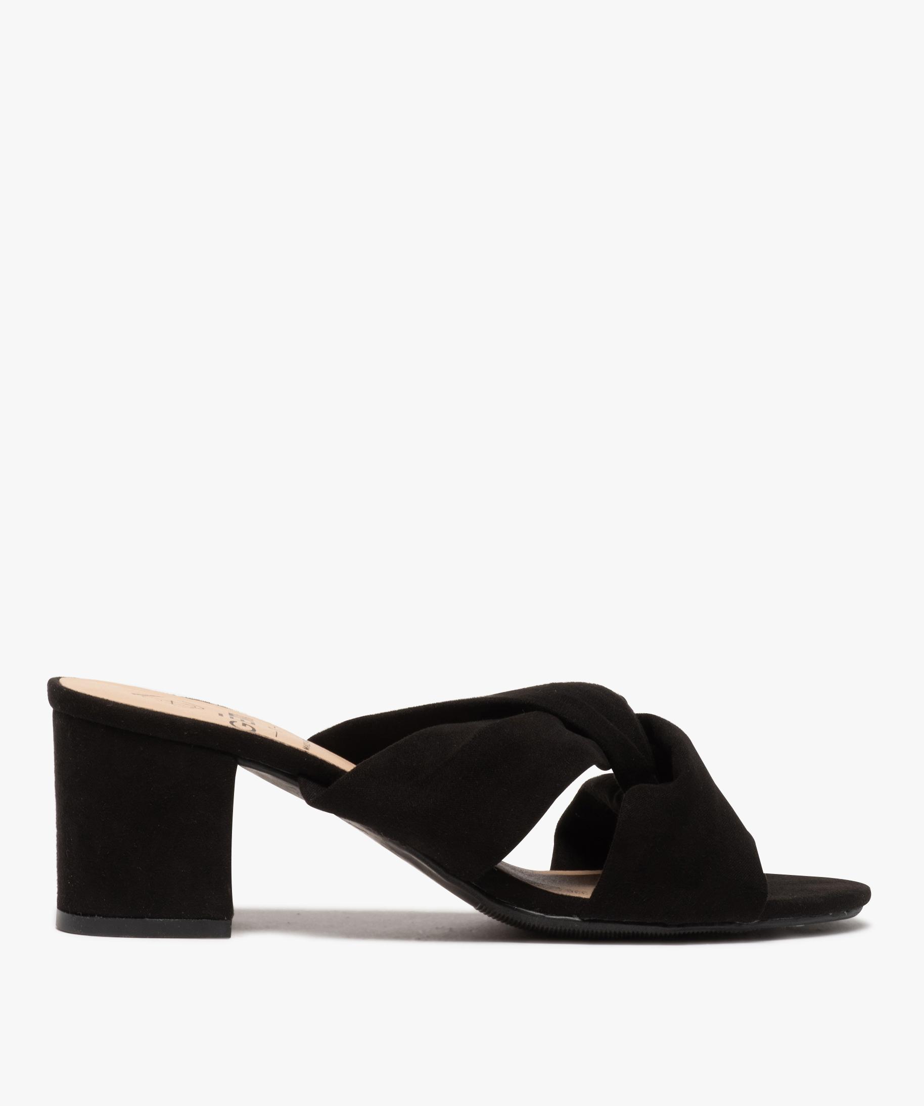 Mules femme unies a talon carre Coupe pied large