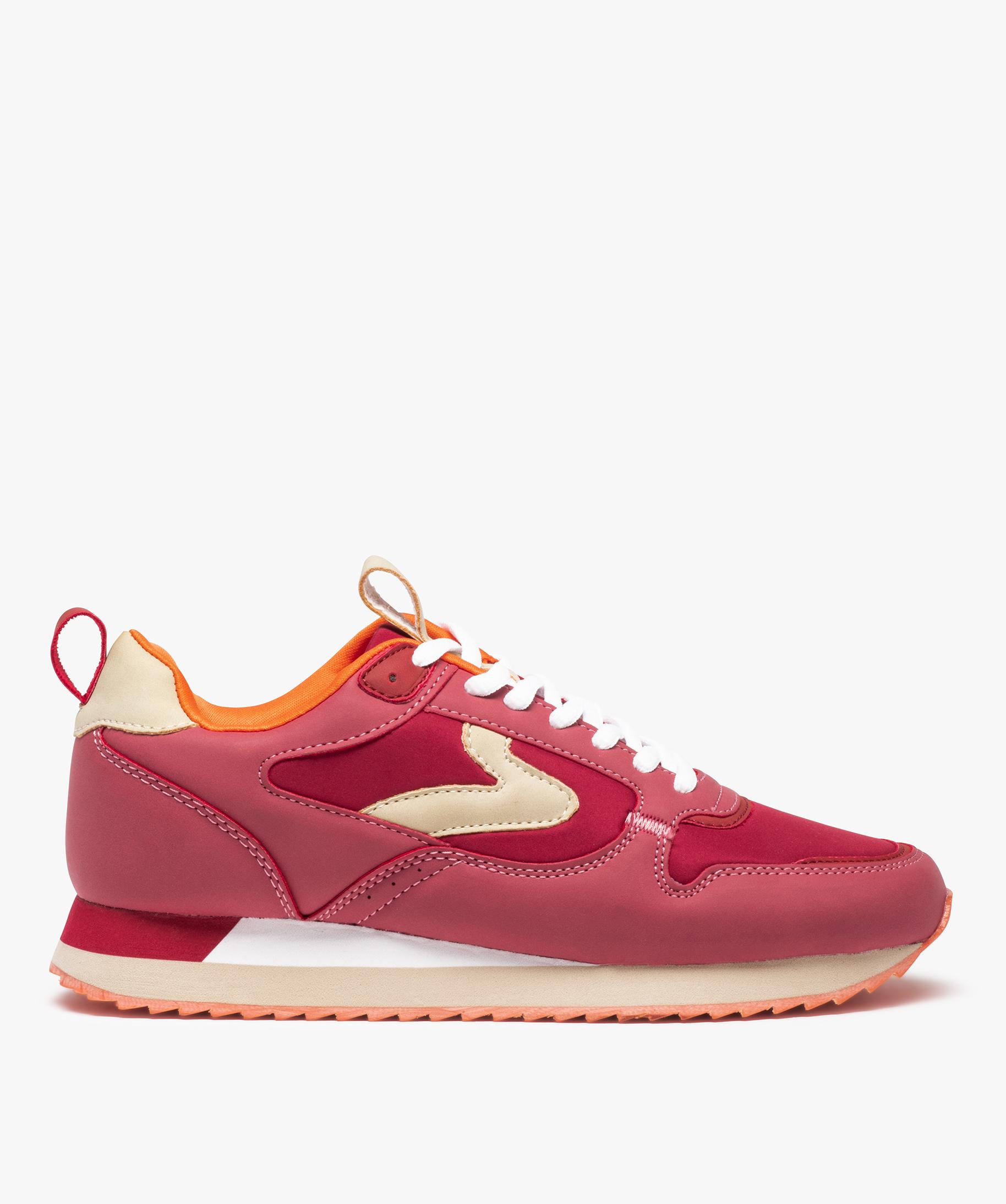 Baskets femme retro running colorees a lacets rouge GEMO