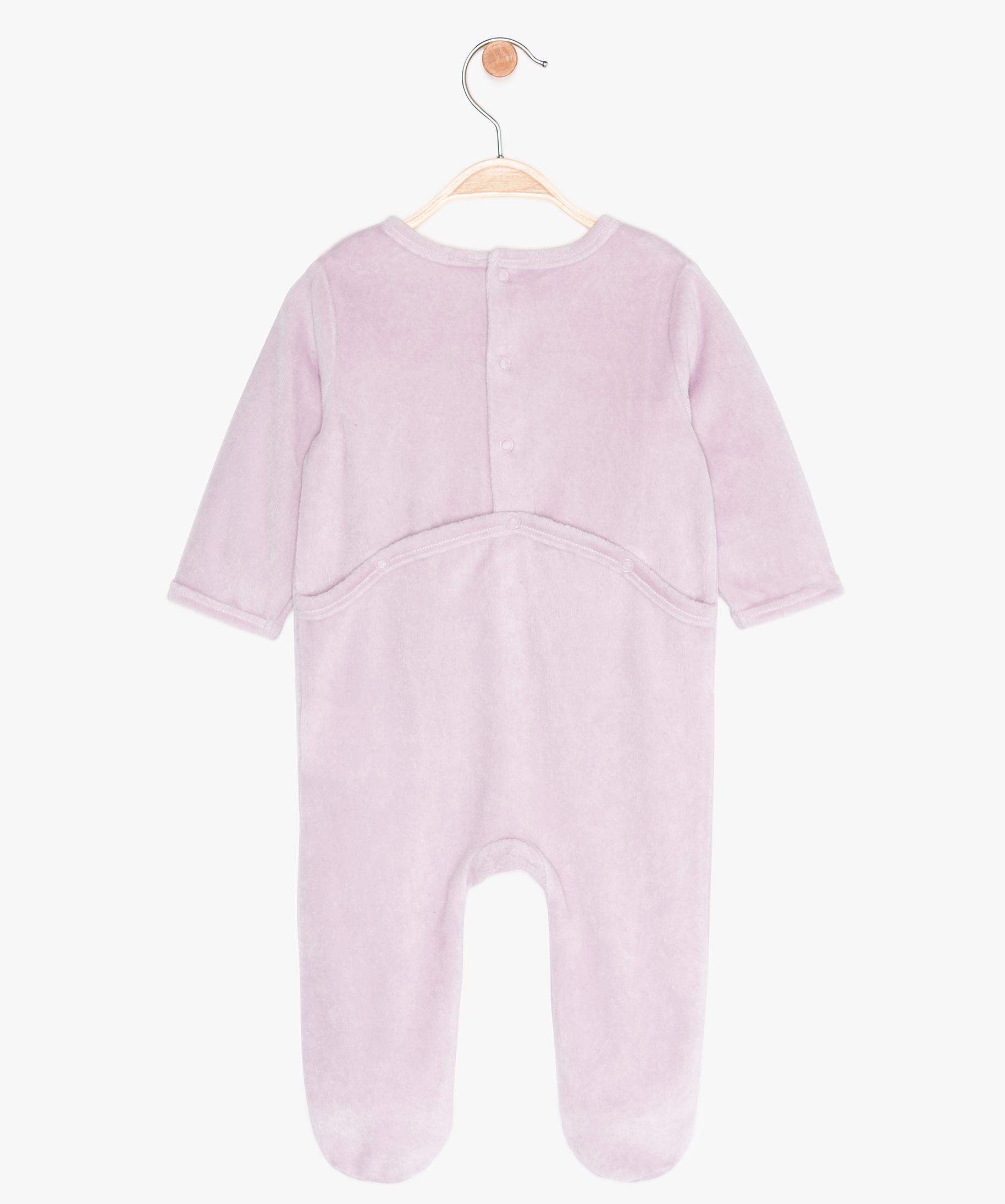 Pyjama Bebe Fille En Velours A Pont Dos Pressionne Gemo