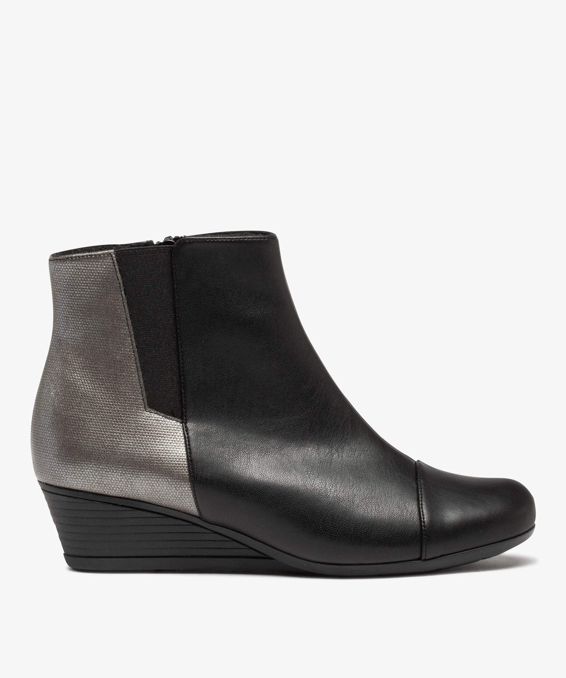 Boots femme confort a talon compense noir GEMO