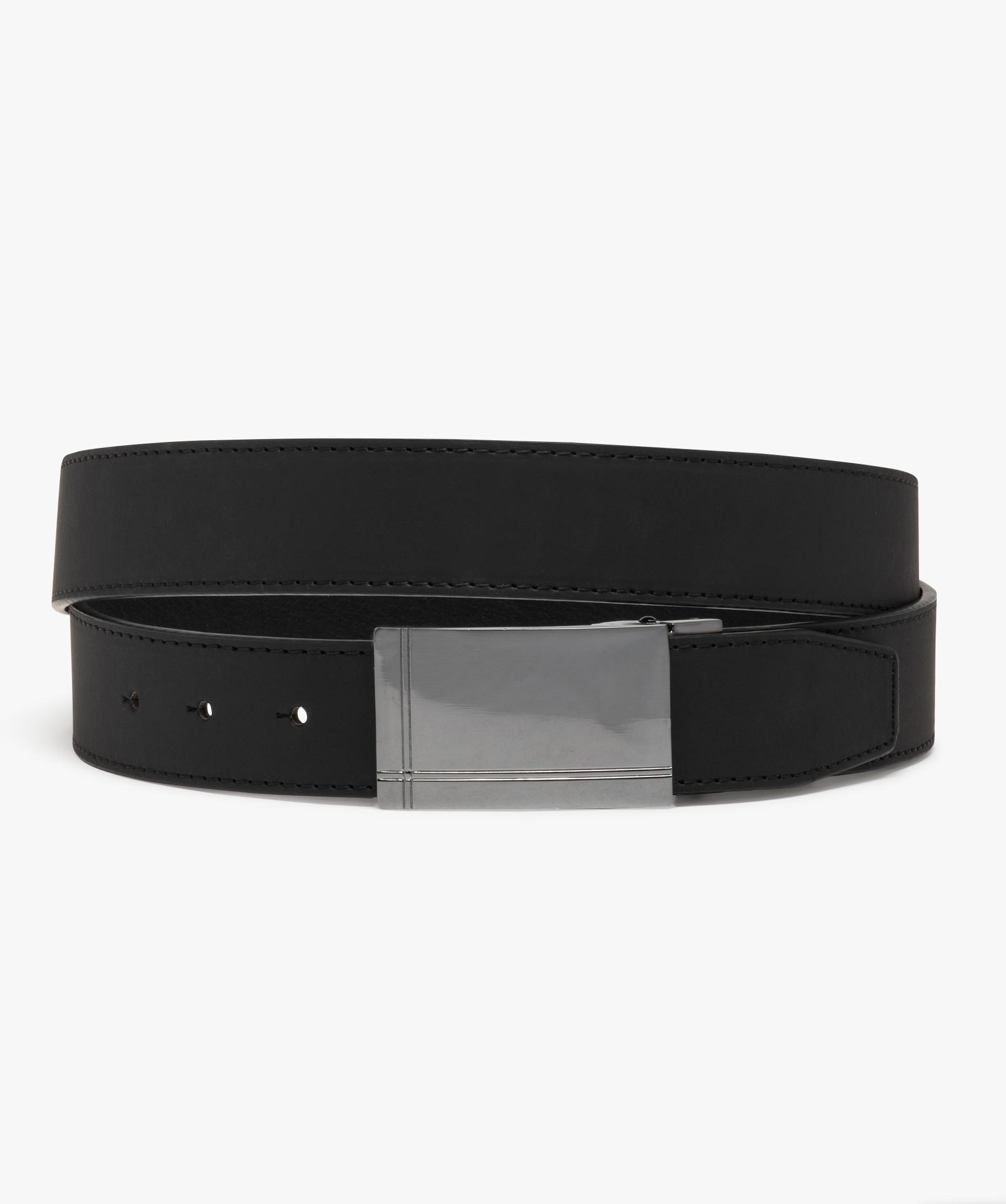 Ceinture En Cuir Noir Dents Pour Homme - Boucle Chromée, Taille Extra Large 43-45, Neuve Sans étiquette
