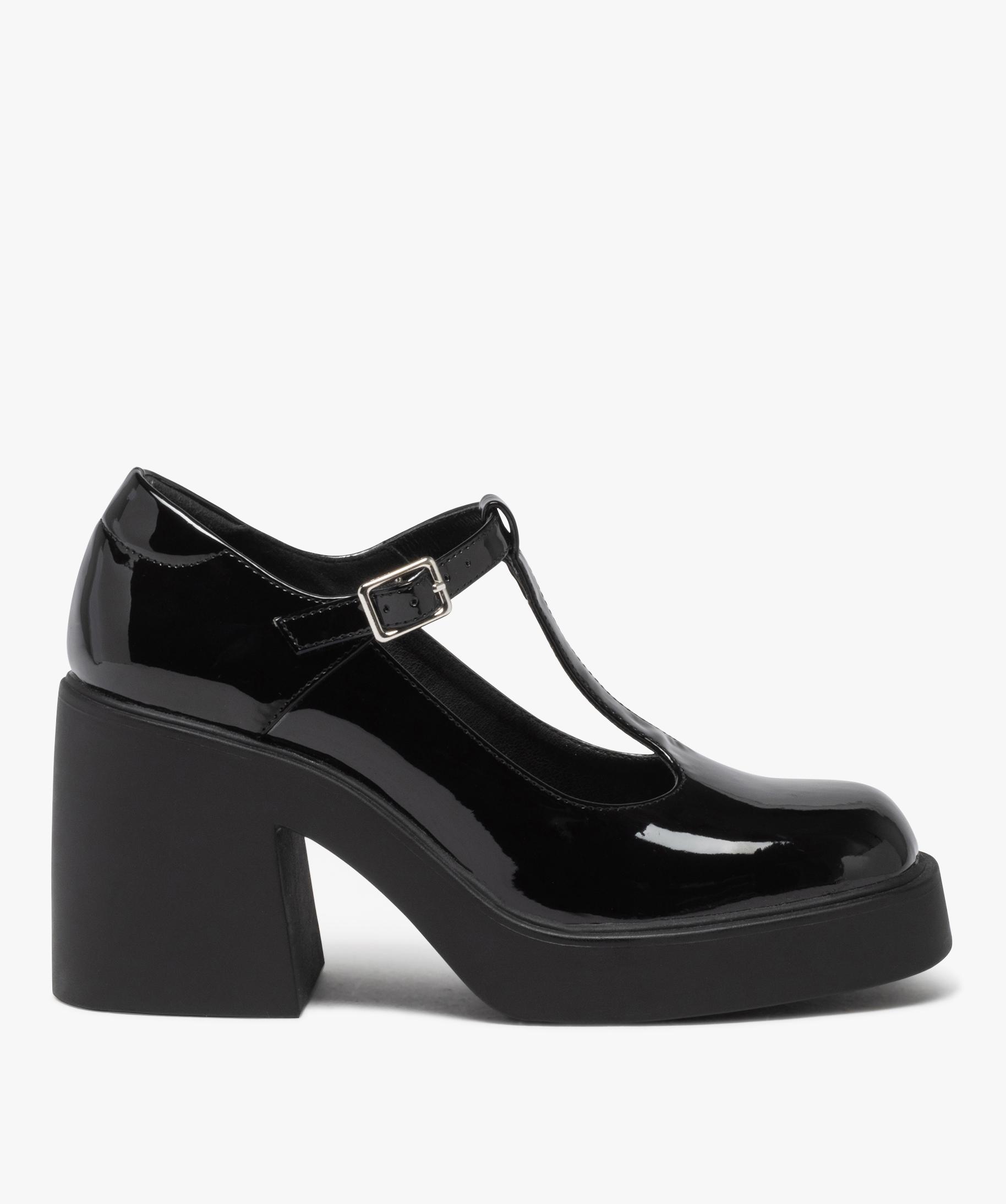 Escarpins femme babies vernis a talon et semelle plateforme noir GEMO