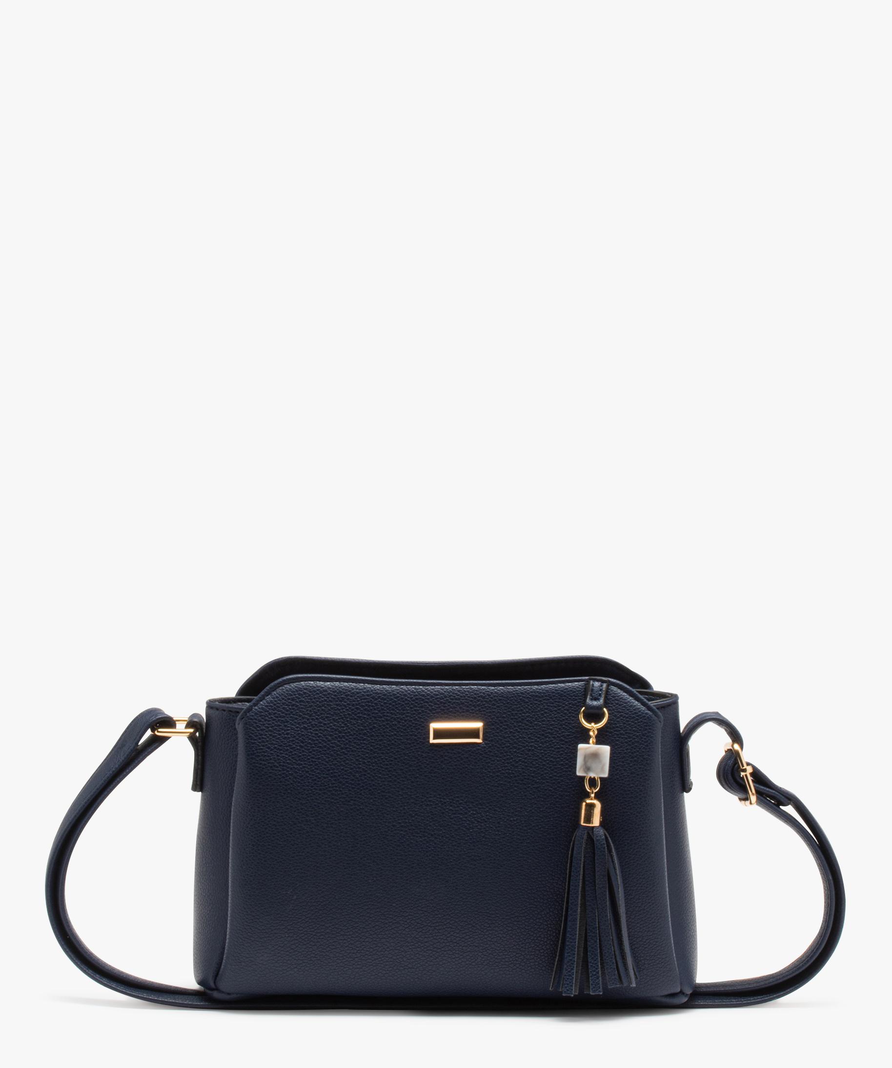 Sac besace compact et multipoche avec breloque femme bleu GEMO
