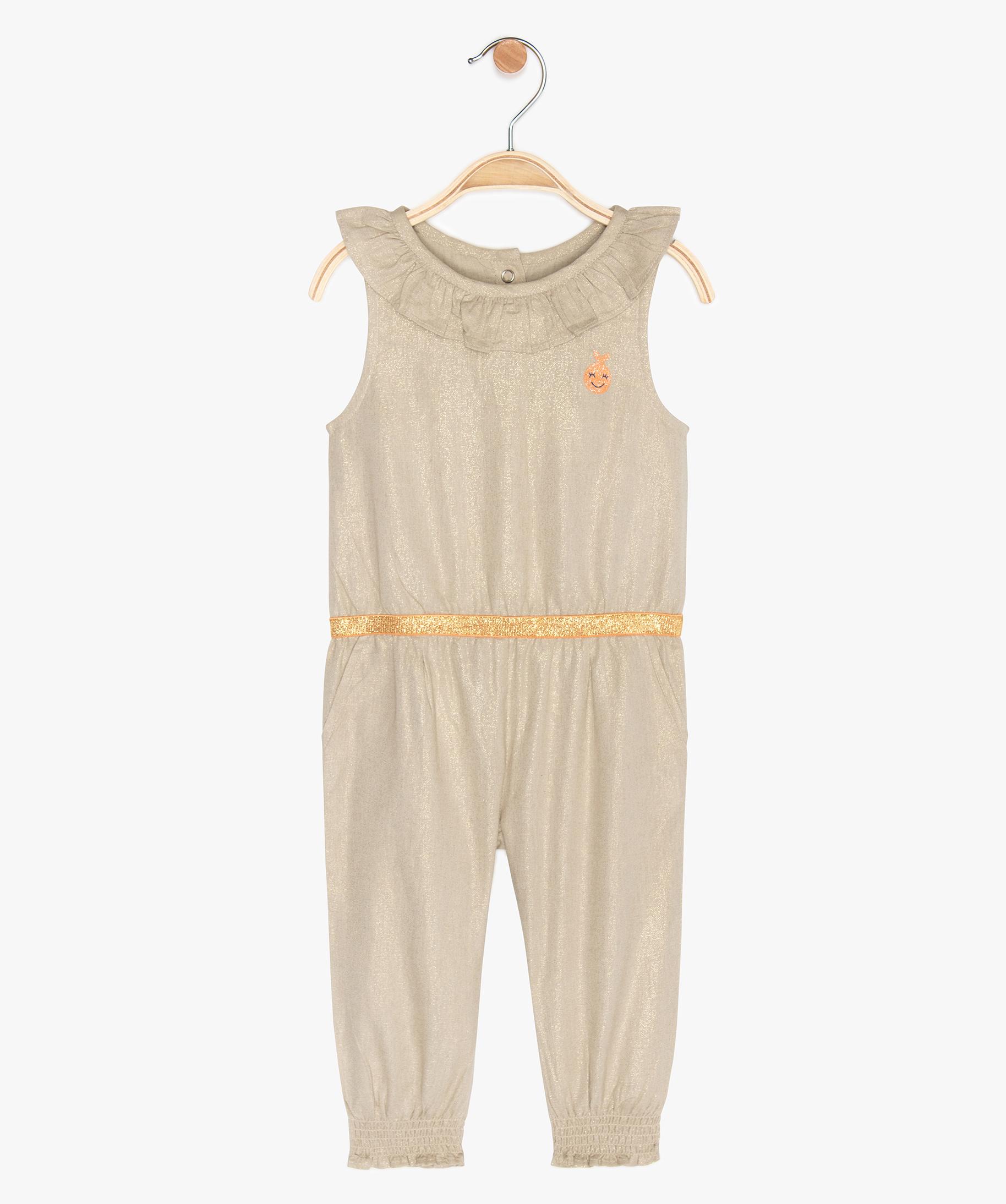 Combinaison Bebe Fille En Coton Et Lin Paillete Gemo