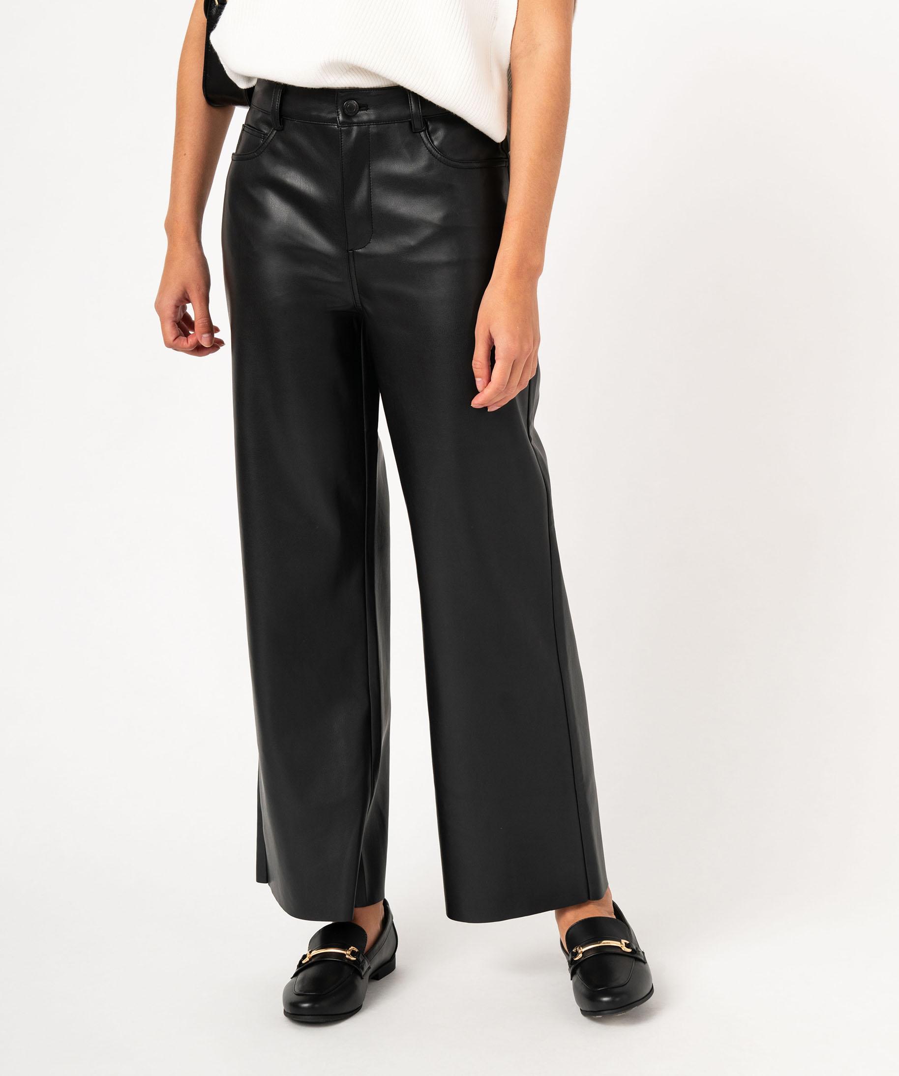Pantacourt large en cuir imitation femme