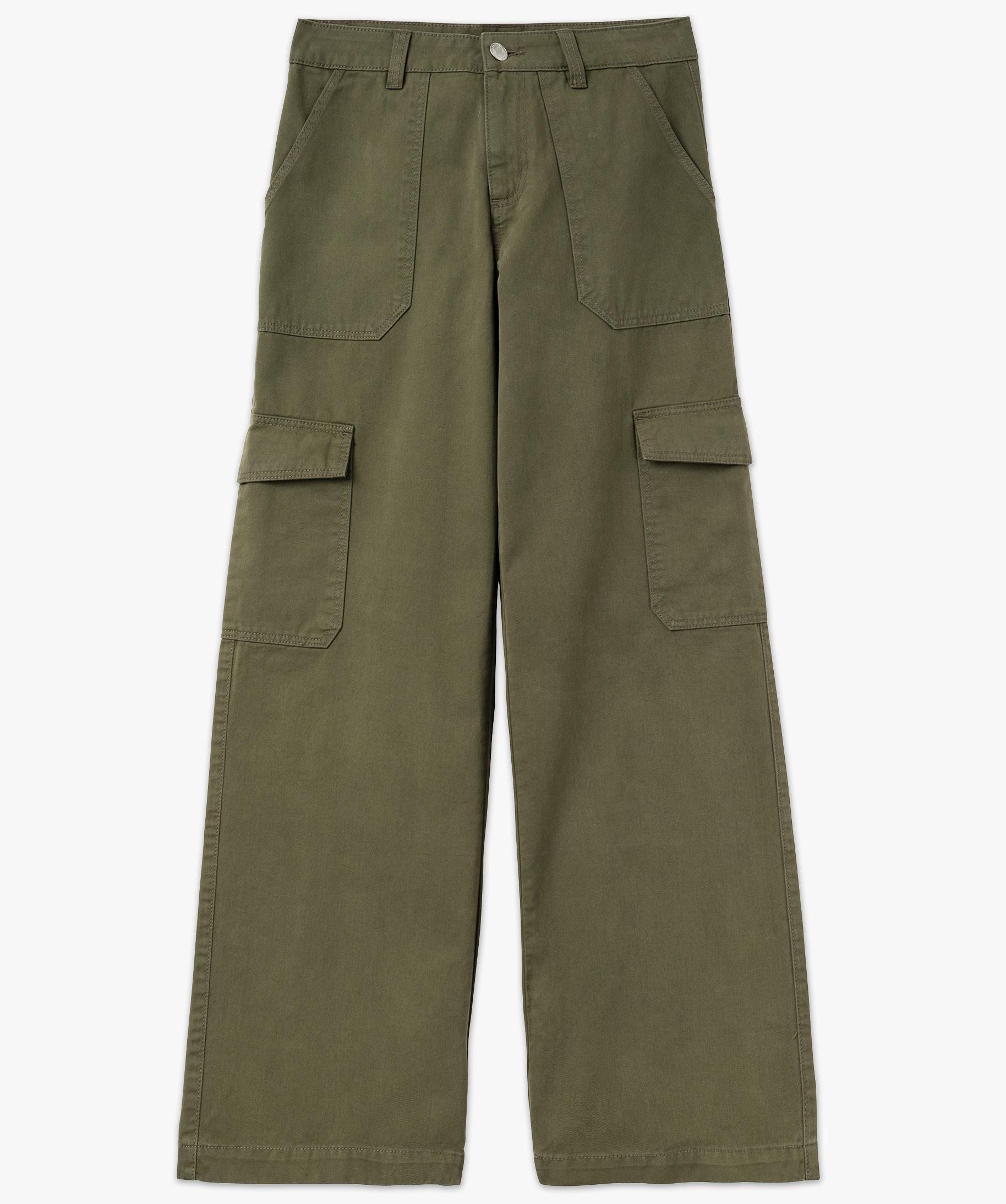 Pantalon large coupe cargo femme kaki GEMO