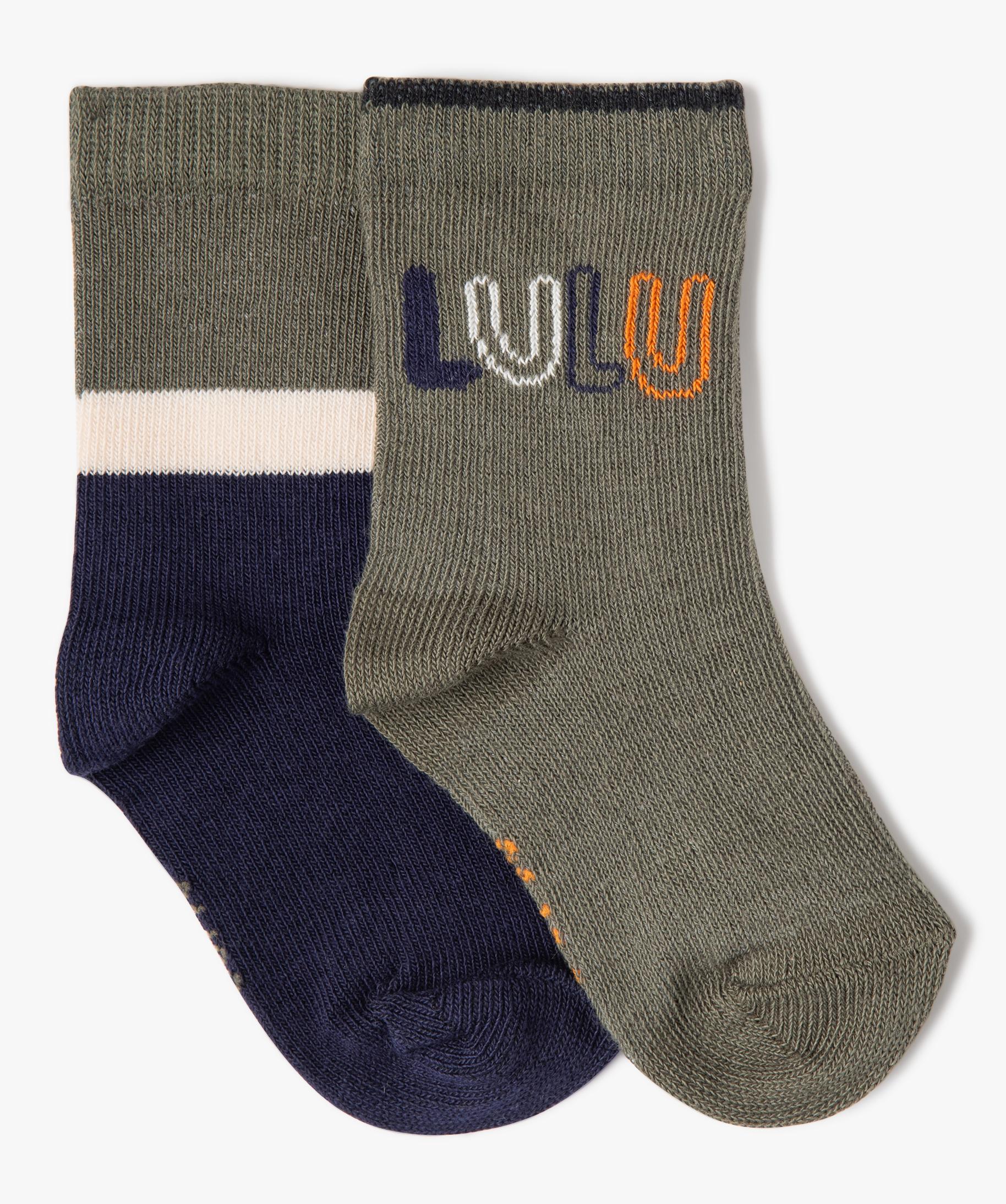 Chaussettes Bébé Rayures Asymétriques kaki et marine