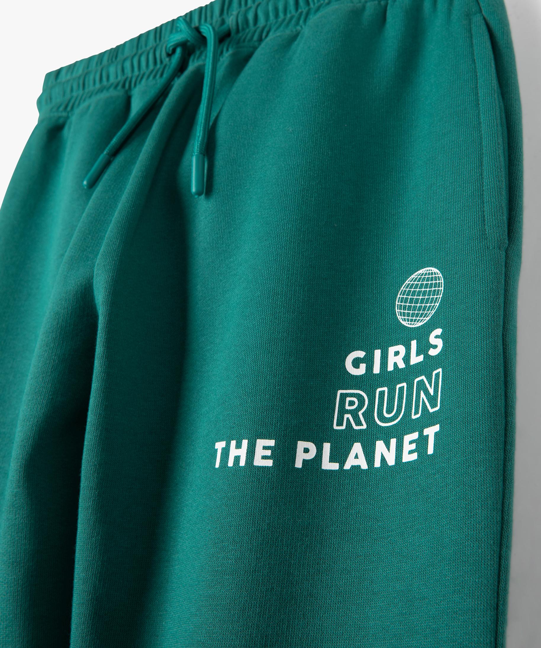 Jogging fille en molleton doux large taille lastiqu e vert GEMO