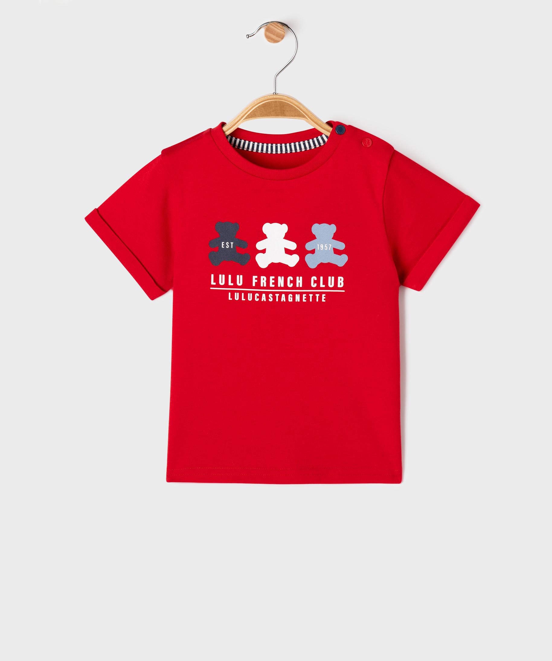Top T-shirt Morgan Rouge Avec Inscriptions Noires - Taille XS (34), Manches Courtes - Occasion, Comme Neuf