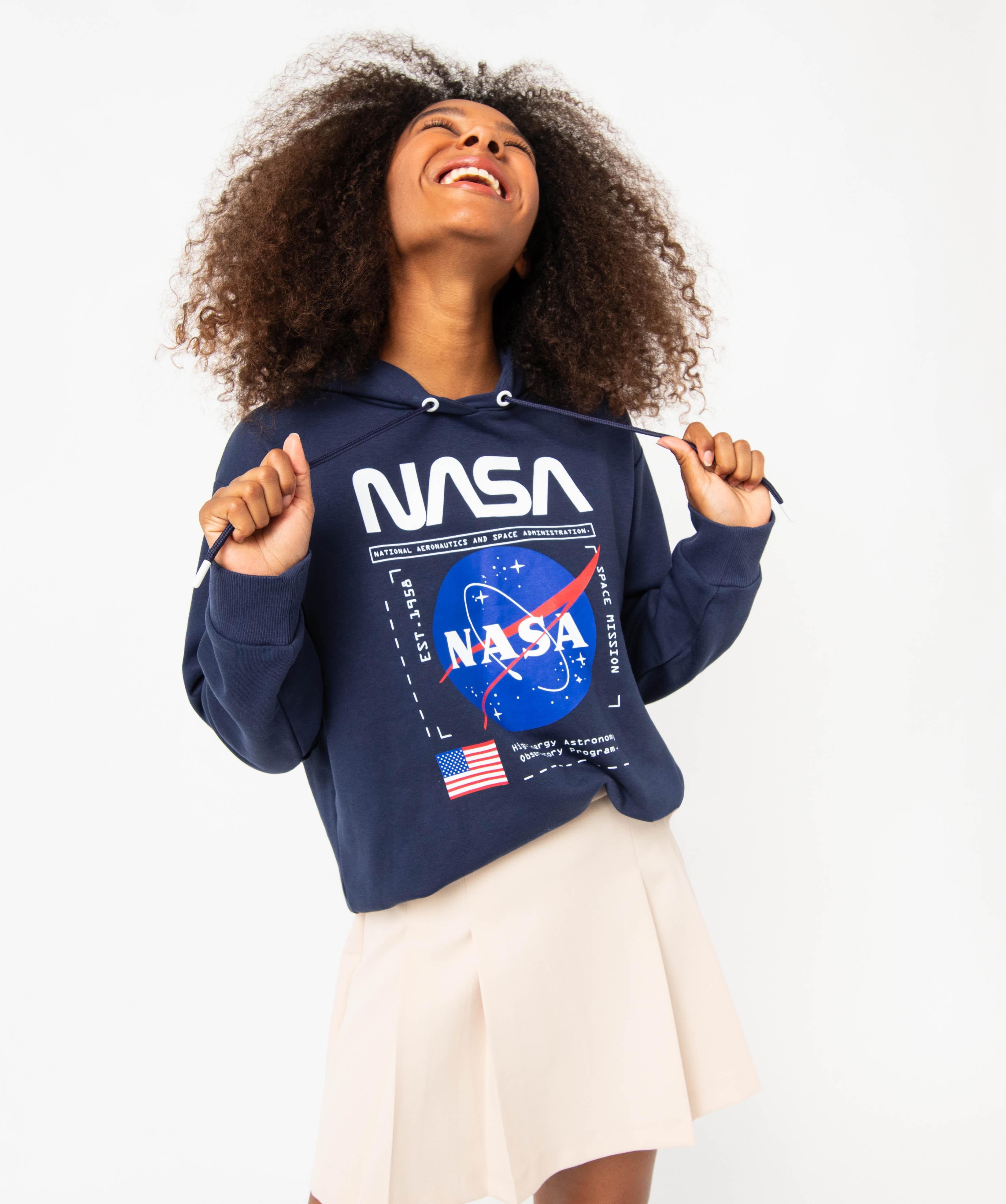 Sweat a capuche avec motif Nasa femme marine GEMO
