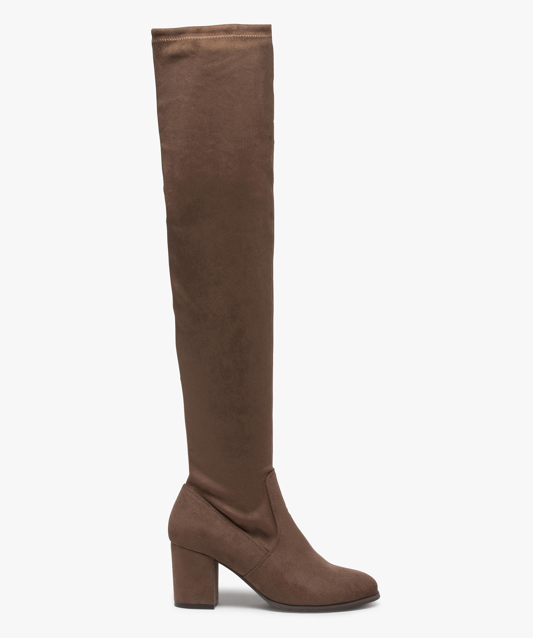 Bottes femme cuissardes en suedine avec tige souple
