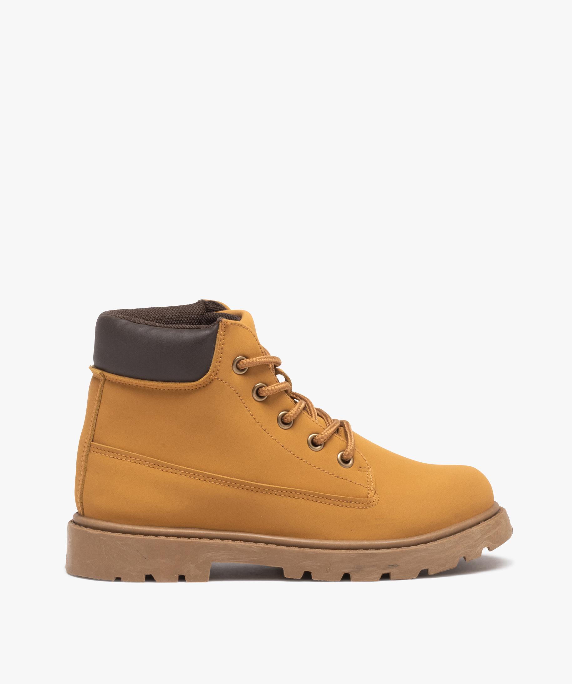 Boots garcon montantes dessus uni a lacets du 31 au 35 marron GEMO