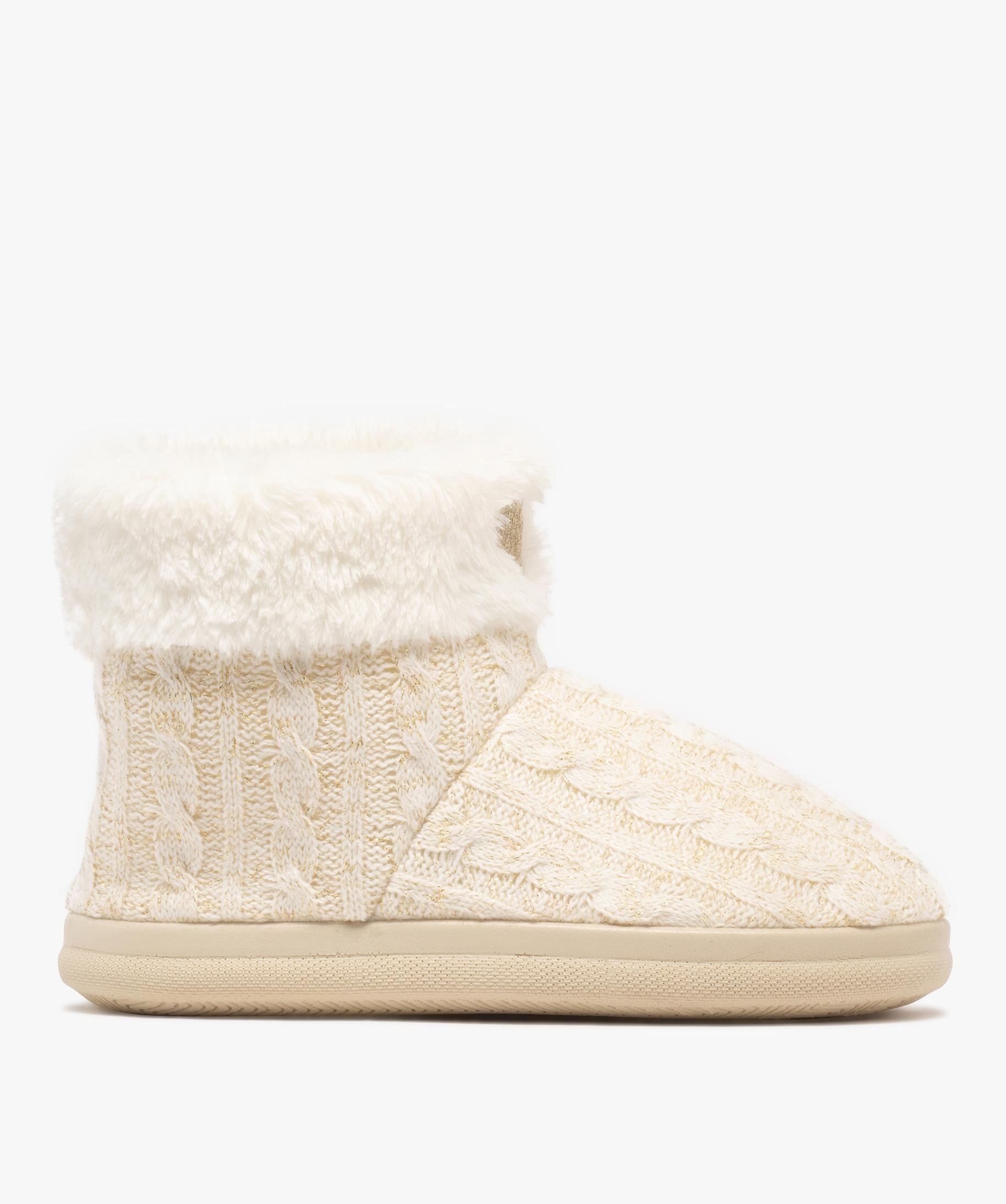 Chausson en laine beige paillette