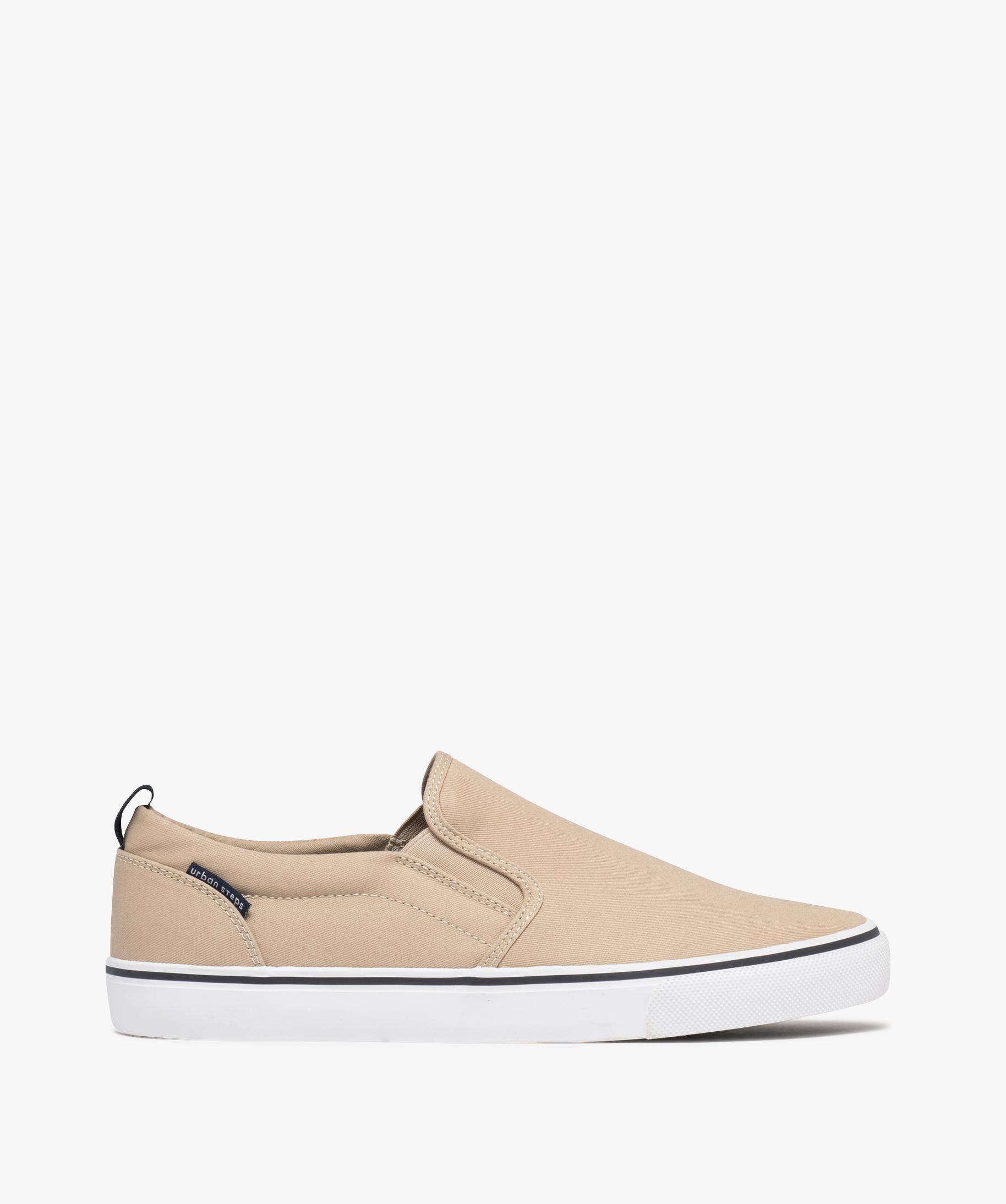 Baskets en toile à enfiler style slippers homme - Urban Steps beige | GEMO