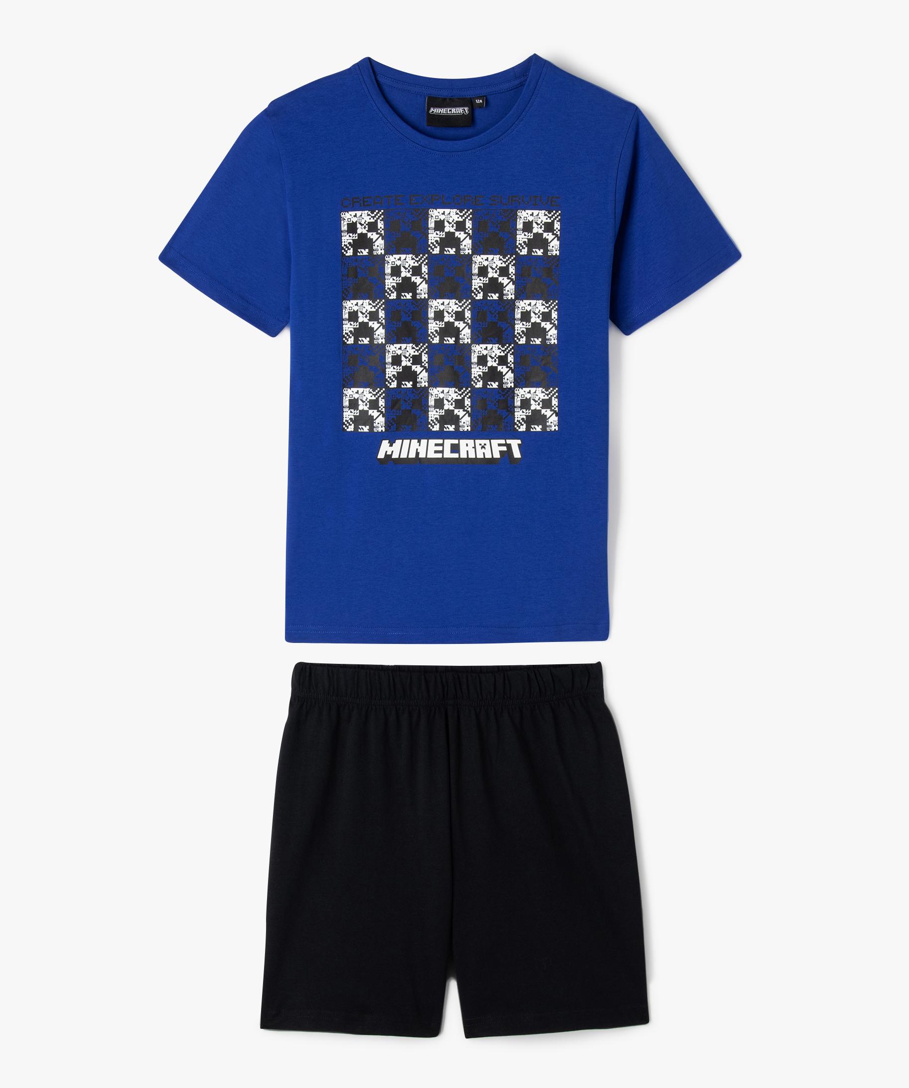 Pyjashort Garçon Popeline Rayé Bleu Électrique – Col Chemise Taille Élastiquée Vertbaudet 12A