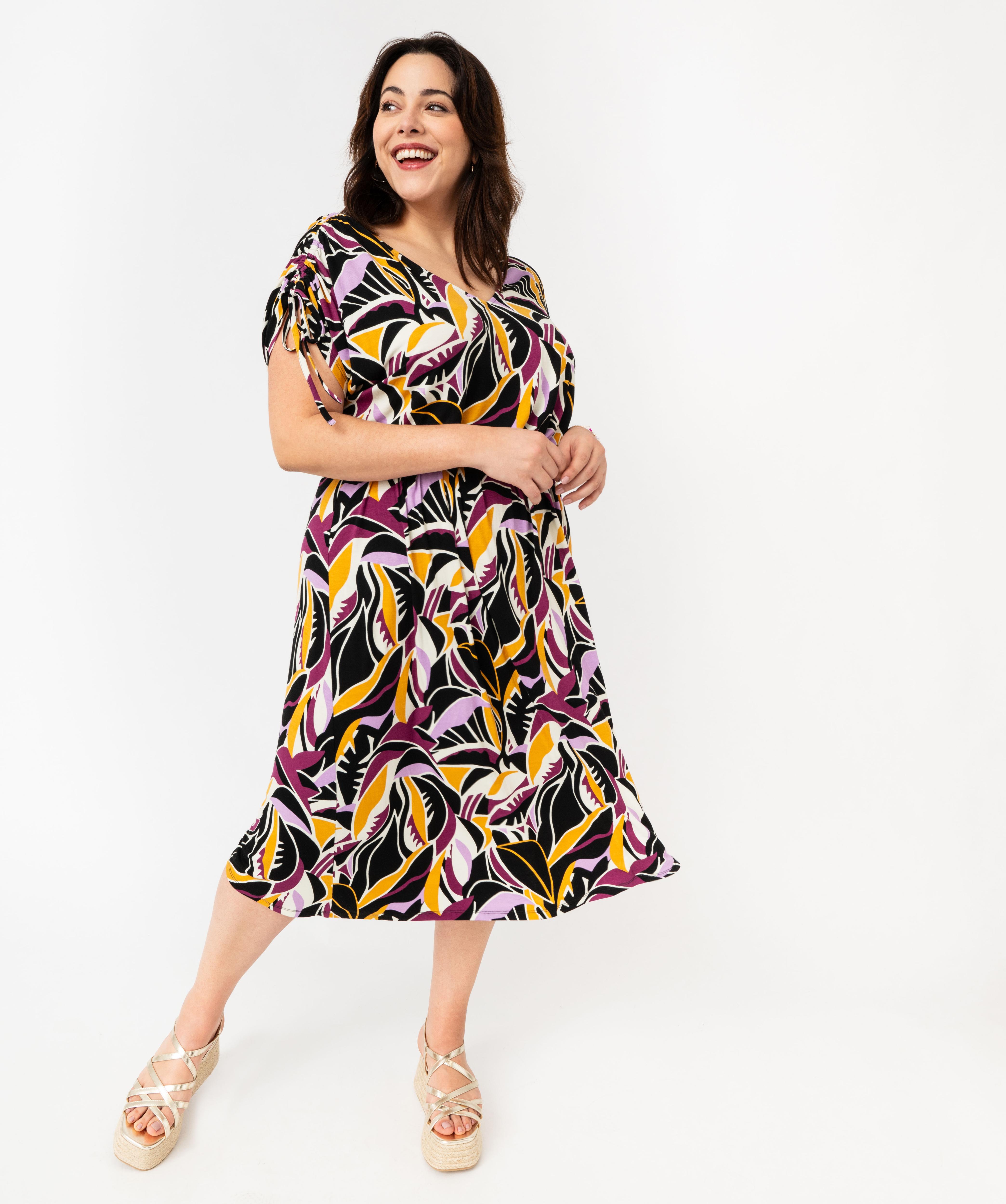 Robe en maille decolletee dans le dos femme grande taille imprime GEMO