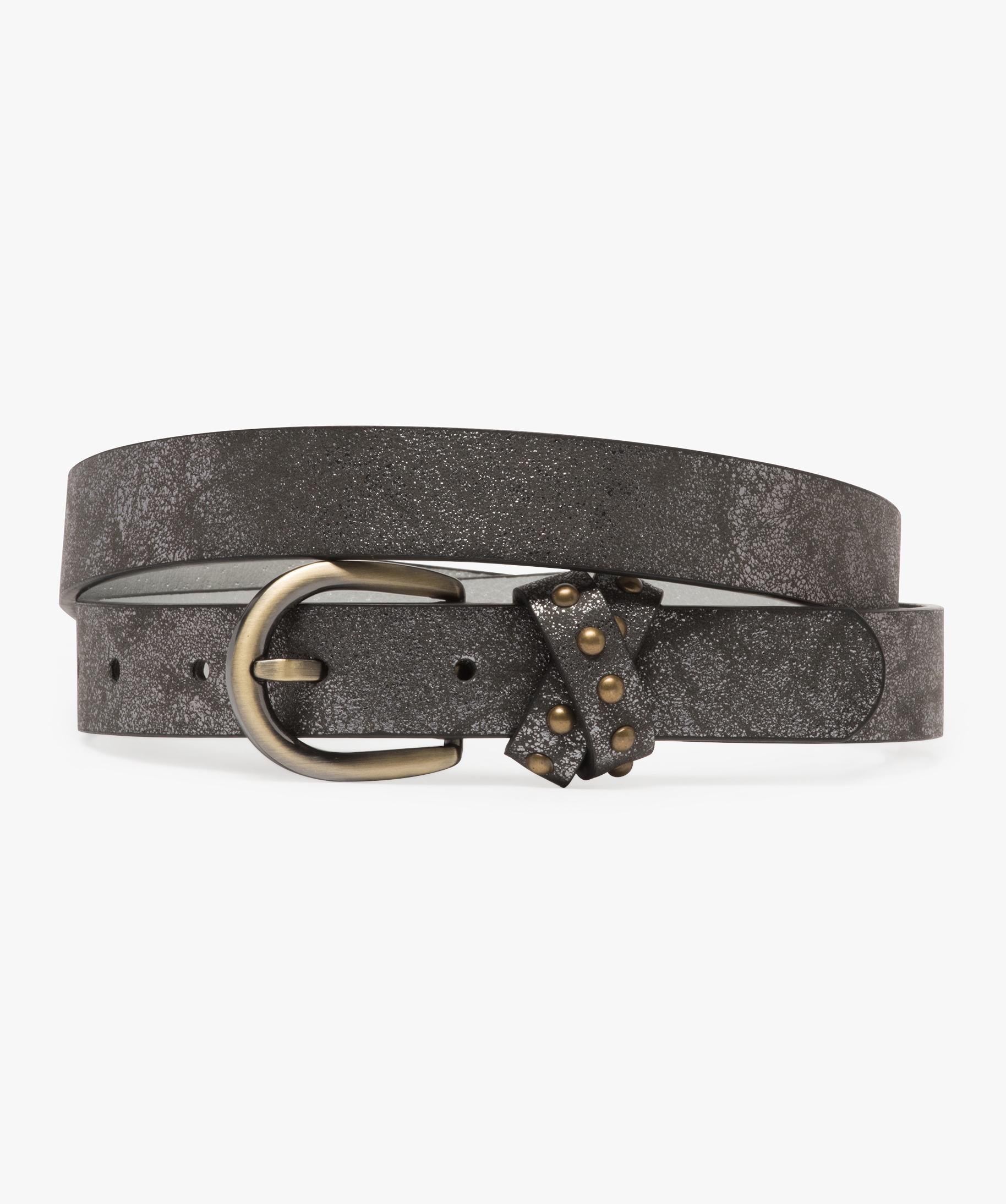 Ceinture femme brillante avec boucle en métal vieilli gris GEMO