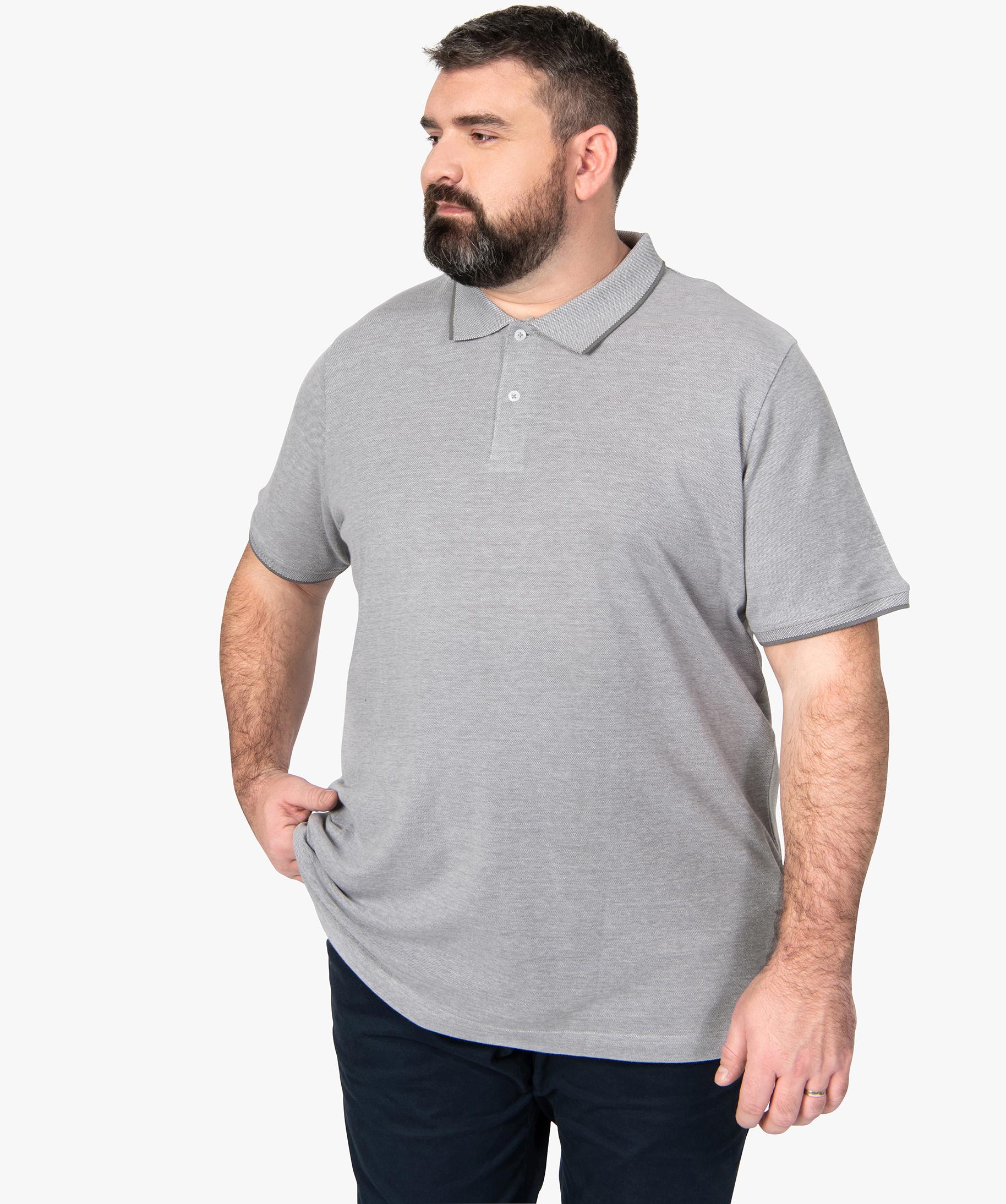 Polo homme grande taille a manches courtes et finitions fan. gris clair GEMO