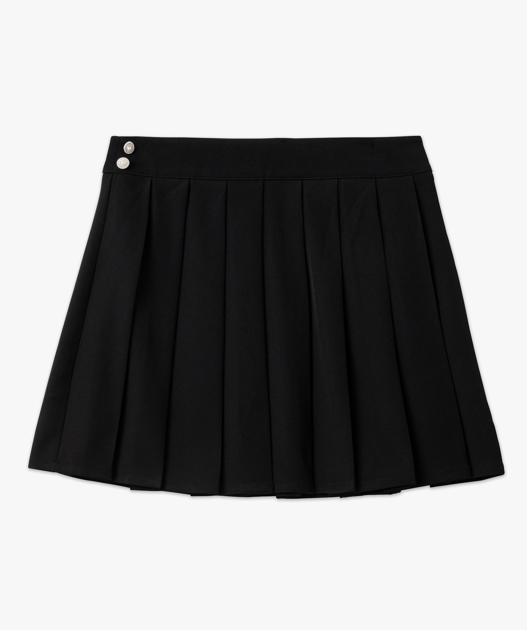 Jupe pliss e courte avec boutons d coratifs femme noir GEMO